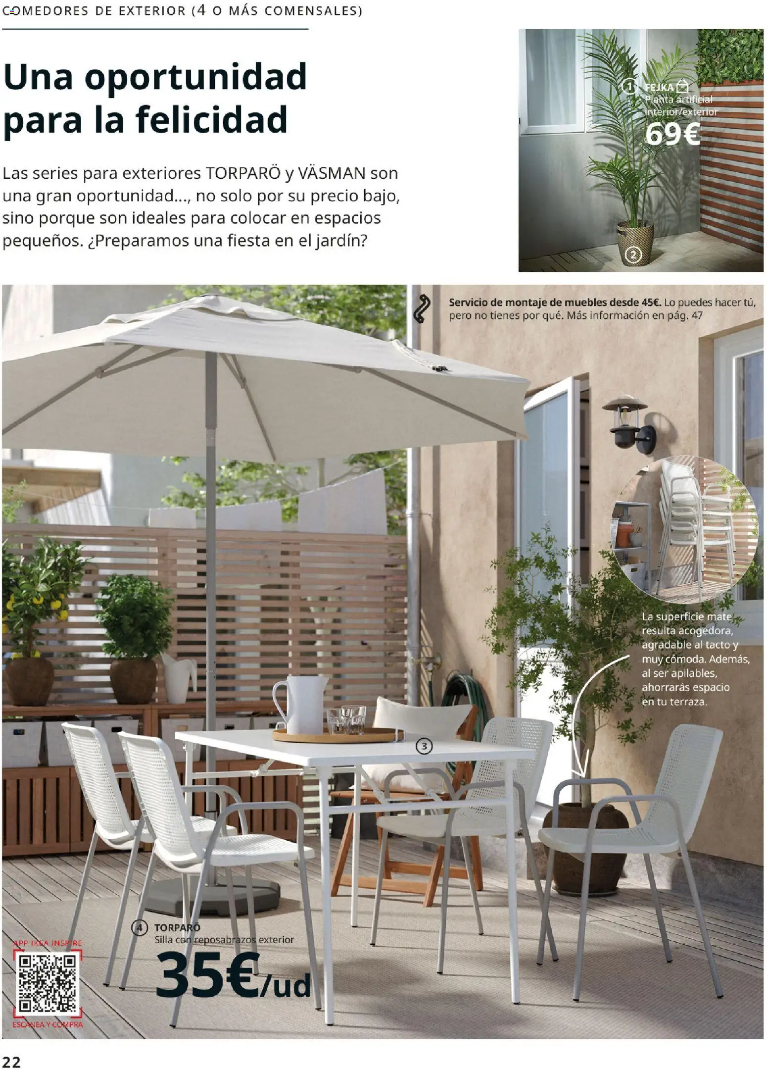 Catálogo IKEA Muebles de exterior │ válido desde el 17.12.2025 | Página: 22 | Productos: Muebles, Planta artificial, Silla