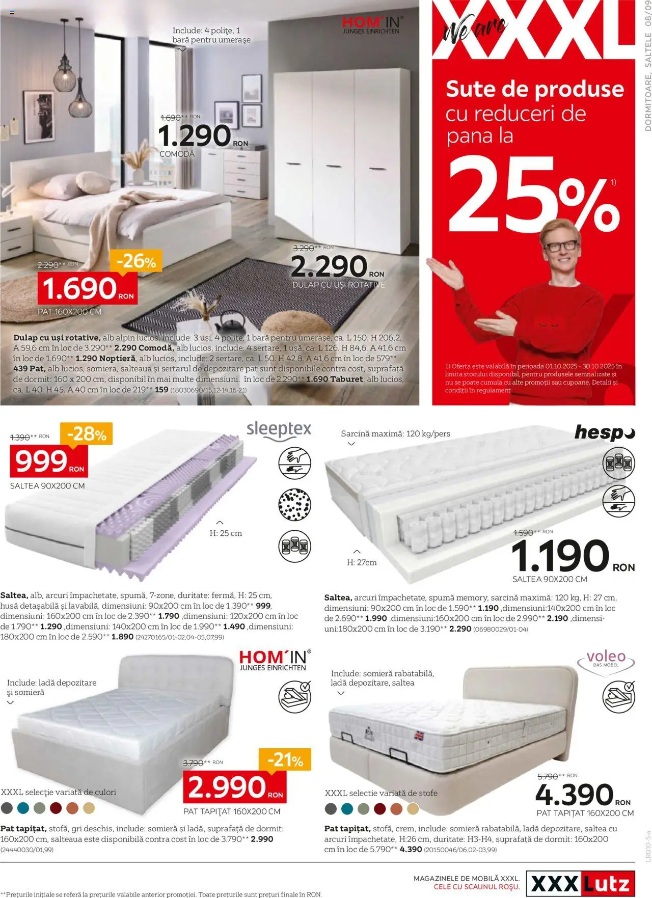 Noul catalog XXXLutz – valabil de la 06.10.2025 | Pagină: 9 | Produse: Pat, Saltea, Comodă