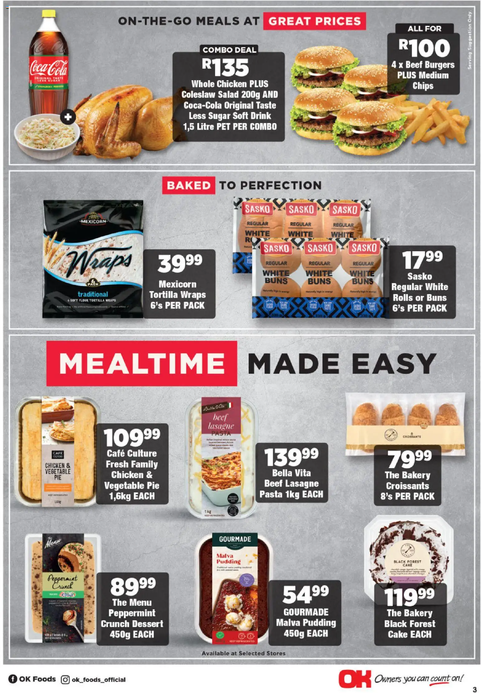 New OK Foods catalogue – valid from 25.11.2025 | Page: 3 | Products: Cake, Chicken, Salad, Sugar