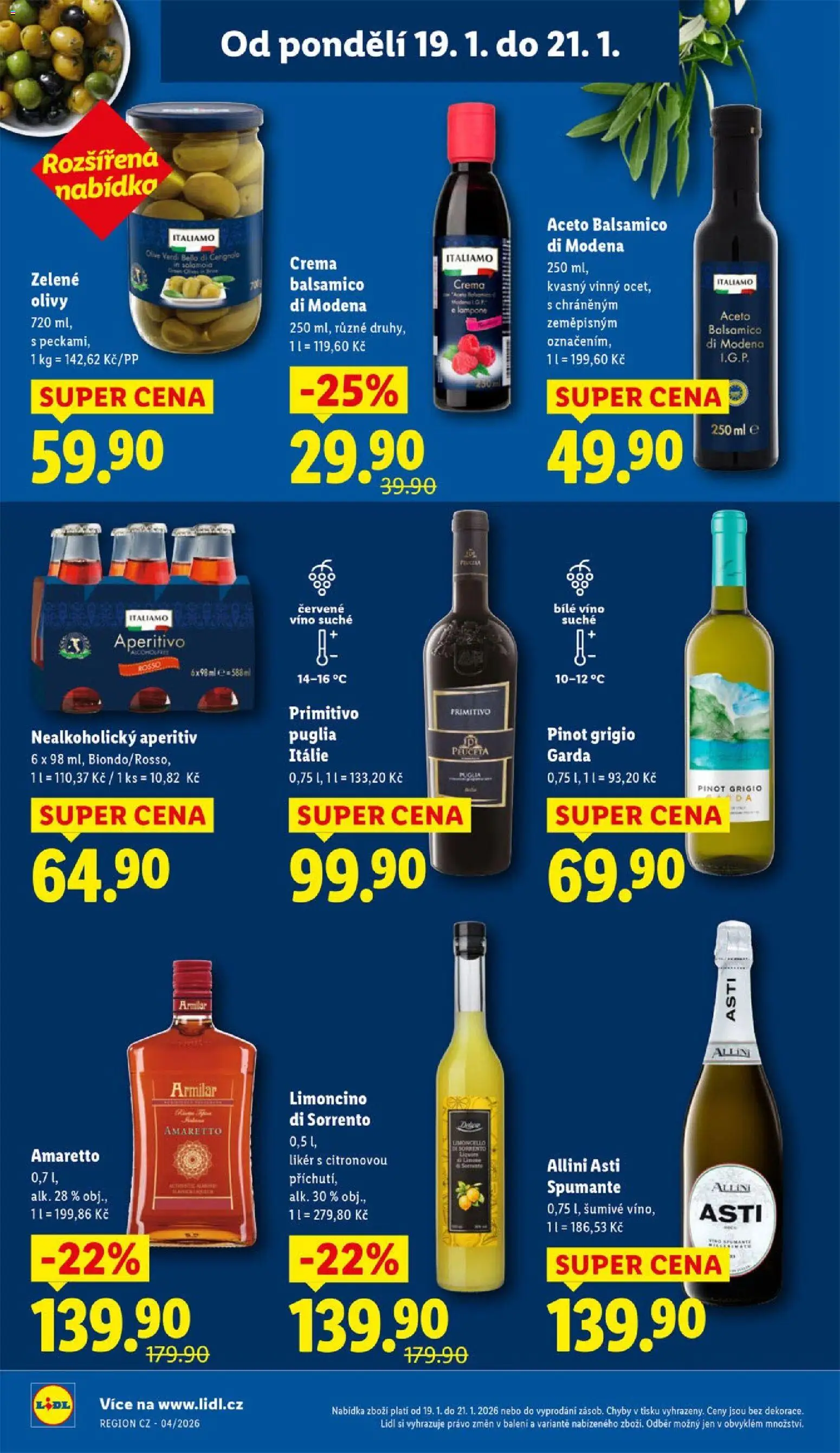 Lidl leták od 19.01.2026 | Strana: 22 | Produkty: Amaretto, Likér, Aperitivo, Pinot Grigio