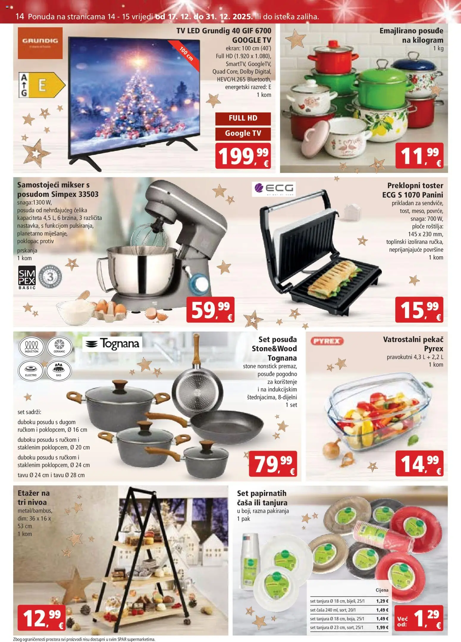 Spar katalog | vrijedi od 17.12.2025 | Stranica: 17 | Proizvodi: Mikser, Set tanjura, Toster, Tv