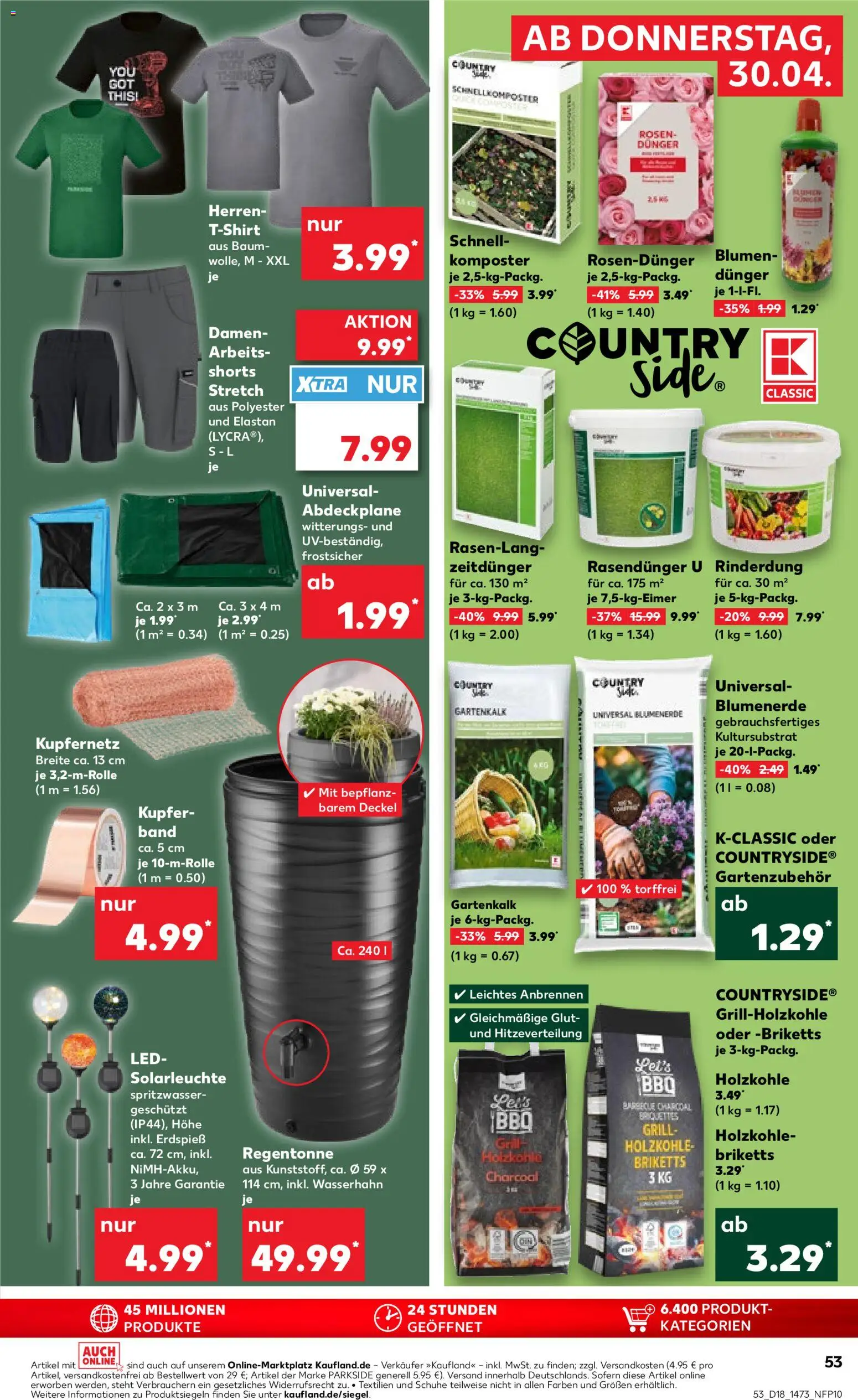 Kaufland Prospekt – gültig ab 30.04.2026 | Seite: 53 | Produkte: Grill, T-Shirt, Blumenerde, Solarleuchte