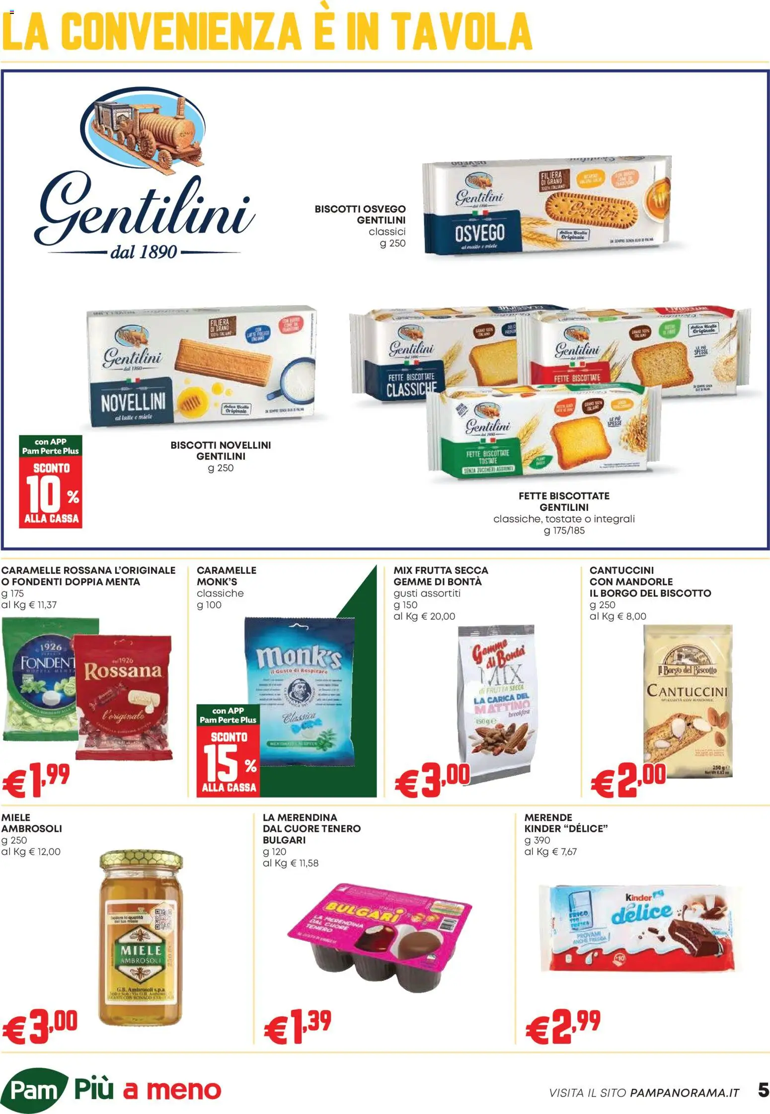 Volantino PAM del 15.01.2026 | Pagina: 5 | Prodotti: Biscotti, Frutta, Mandorle, Fette biscottate