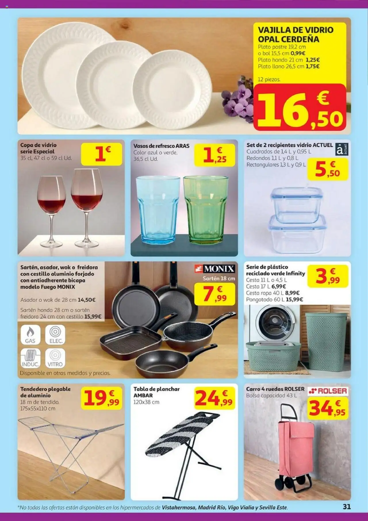 Alcampo - HG Madrid Unificado  │ válido desde el 14.08.2025 | Página: 31 | Productos: Vasos, Tabla de planchar, Βρεφικό κρεβάτι, Cesta