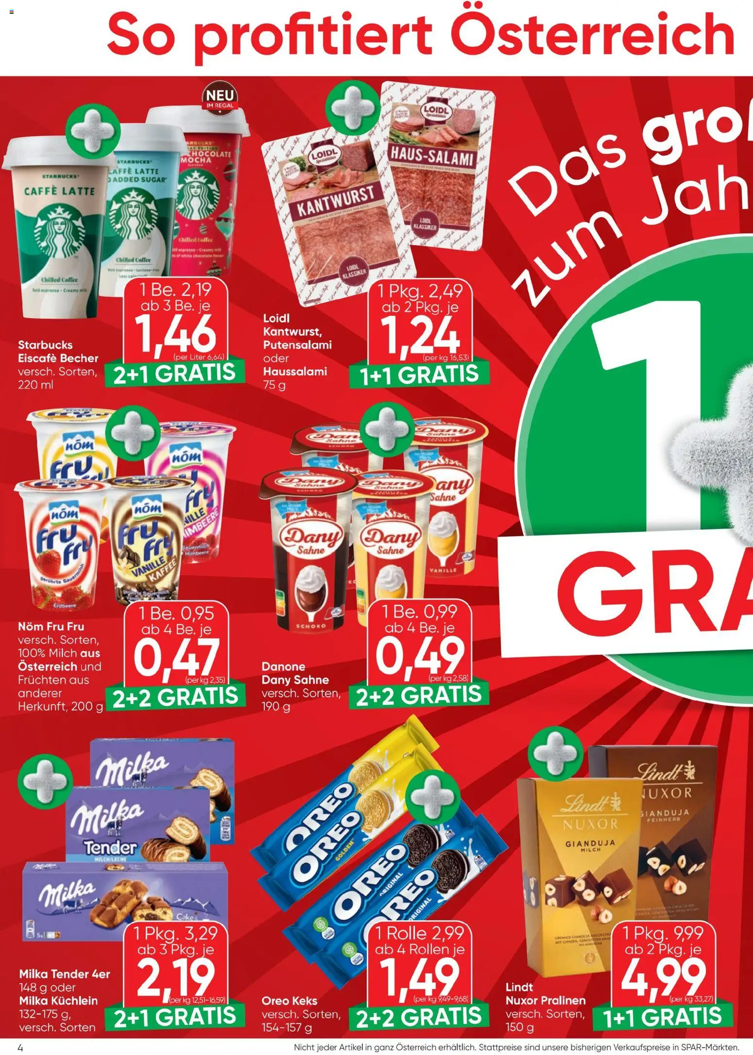 Spar Flugblatt gültig ab 15.01.2026 | Seite: 4 | Produkte: Himbeere, Regal, Milch, Kaffee