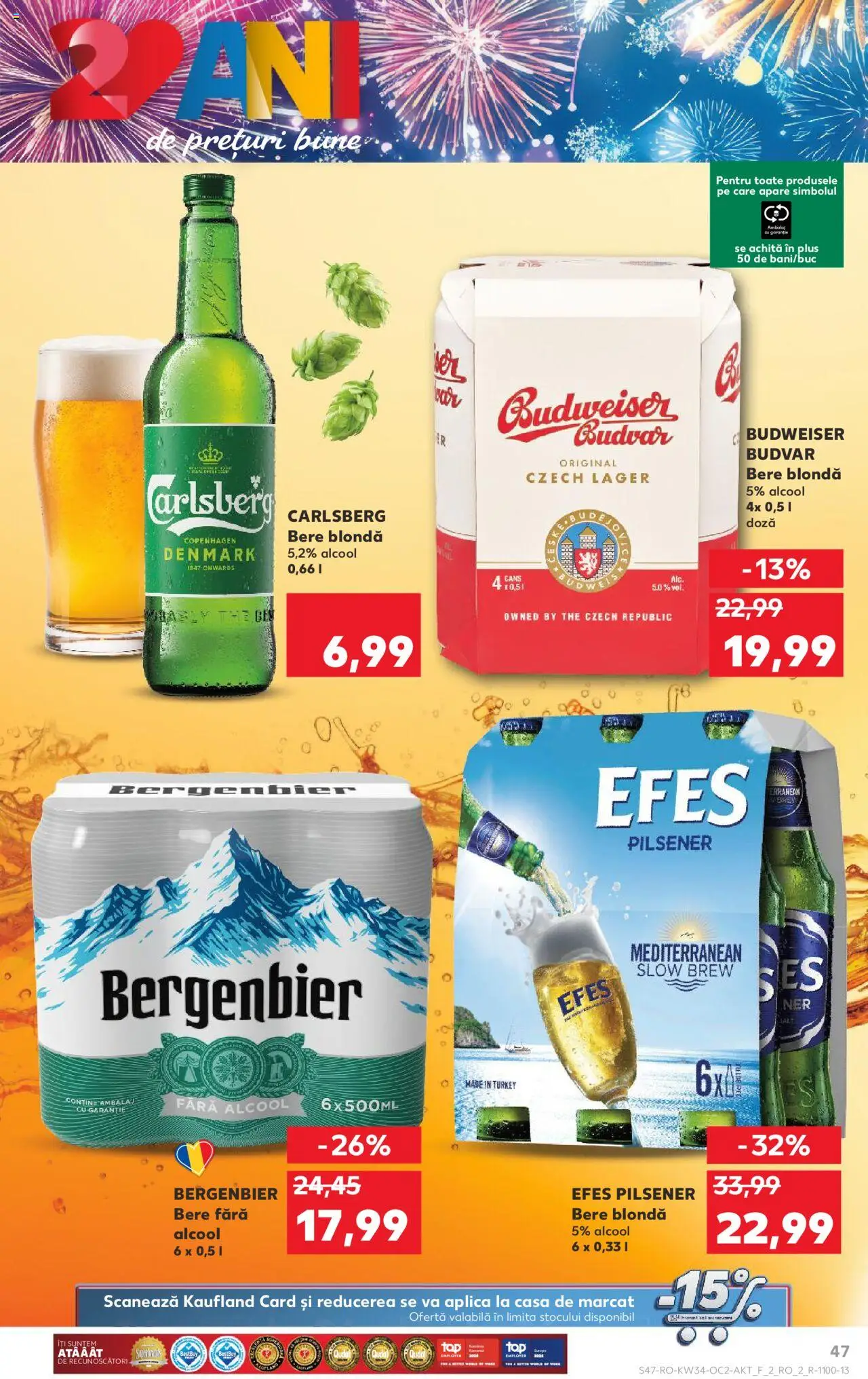 Kaufland RO akciós ujság - amely érvényes a következő dátumtól: 20.08.2025 | Oldal: 47 | Termékek: Budweiser