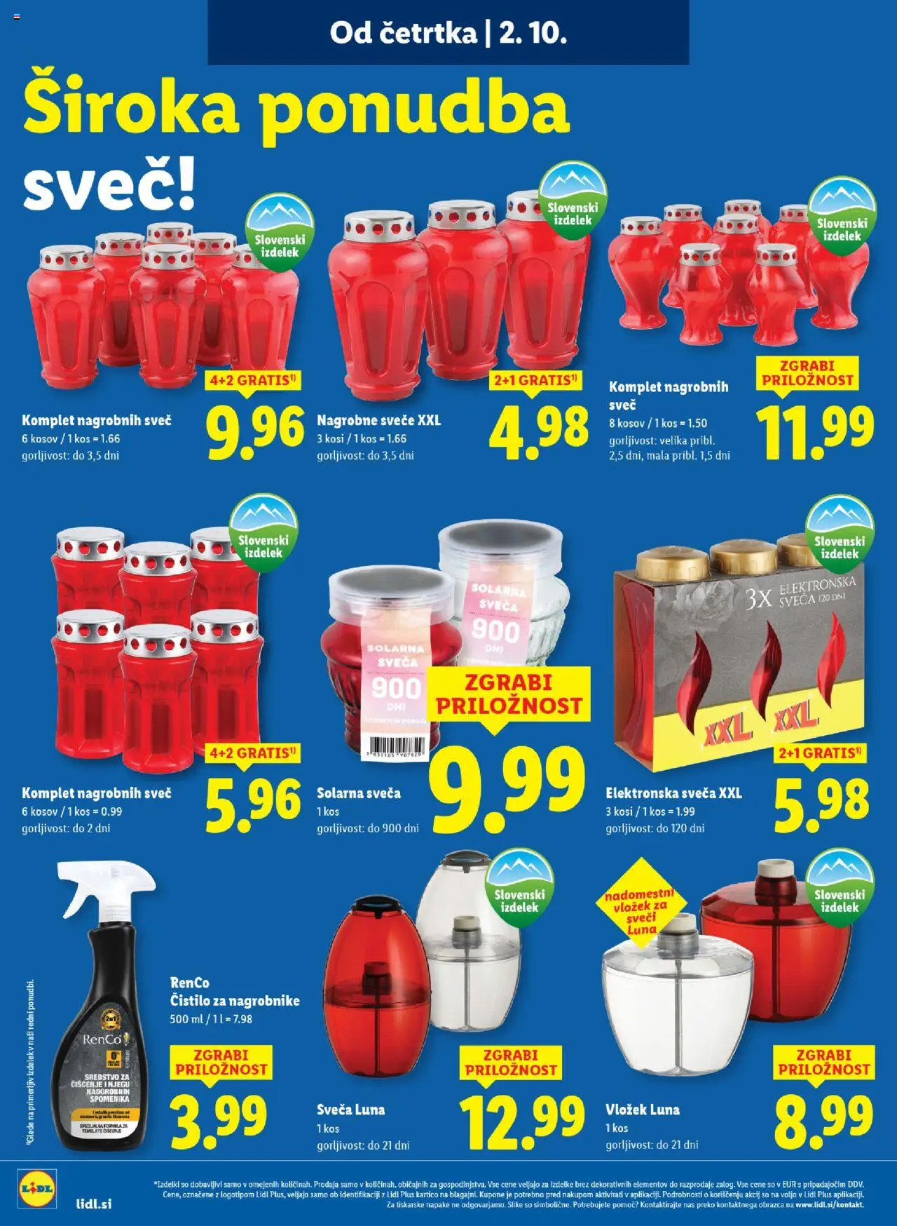 Novi Lidl katalog ponudbe – veljaven od 02.10.2025 | Stran: 20 | Izdelki: Nagrobne sveče, Sveča, Kos, Svece