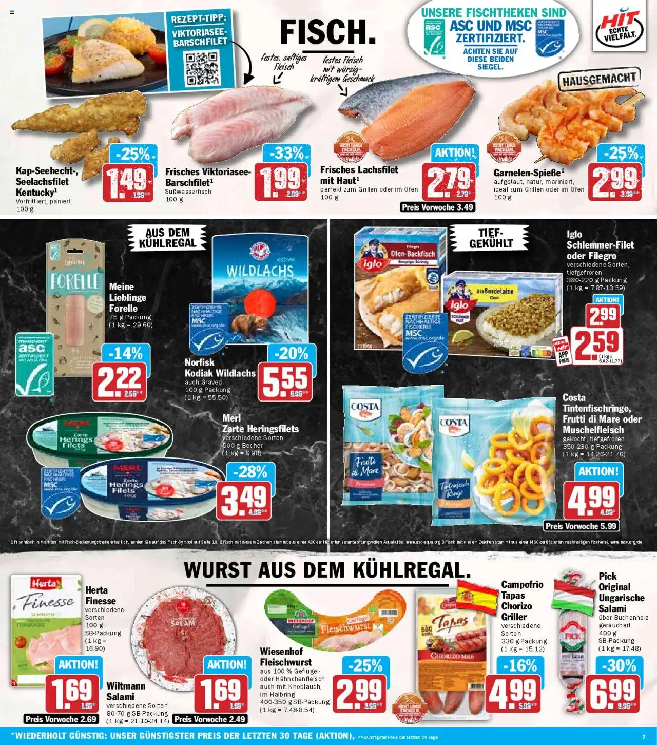 HIT Prospekt 	 - gültig ab dem 21.07.2025 | Seite: 7 | Produkte: Ofen, Theke, Wurst, Iglo schlemmerfilet