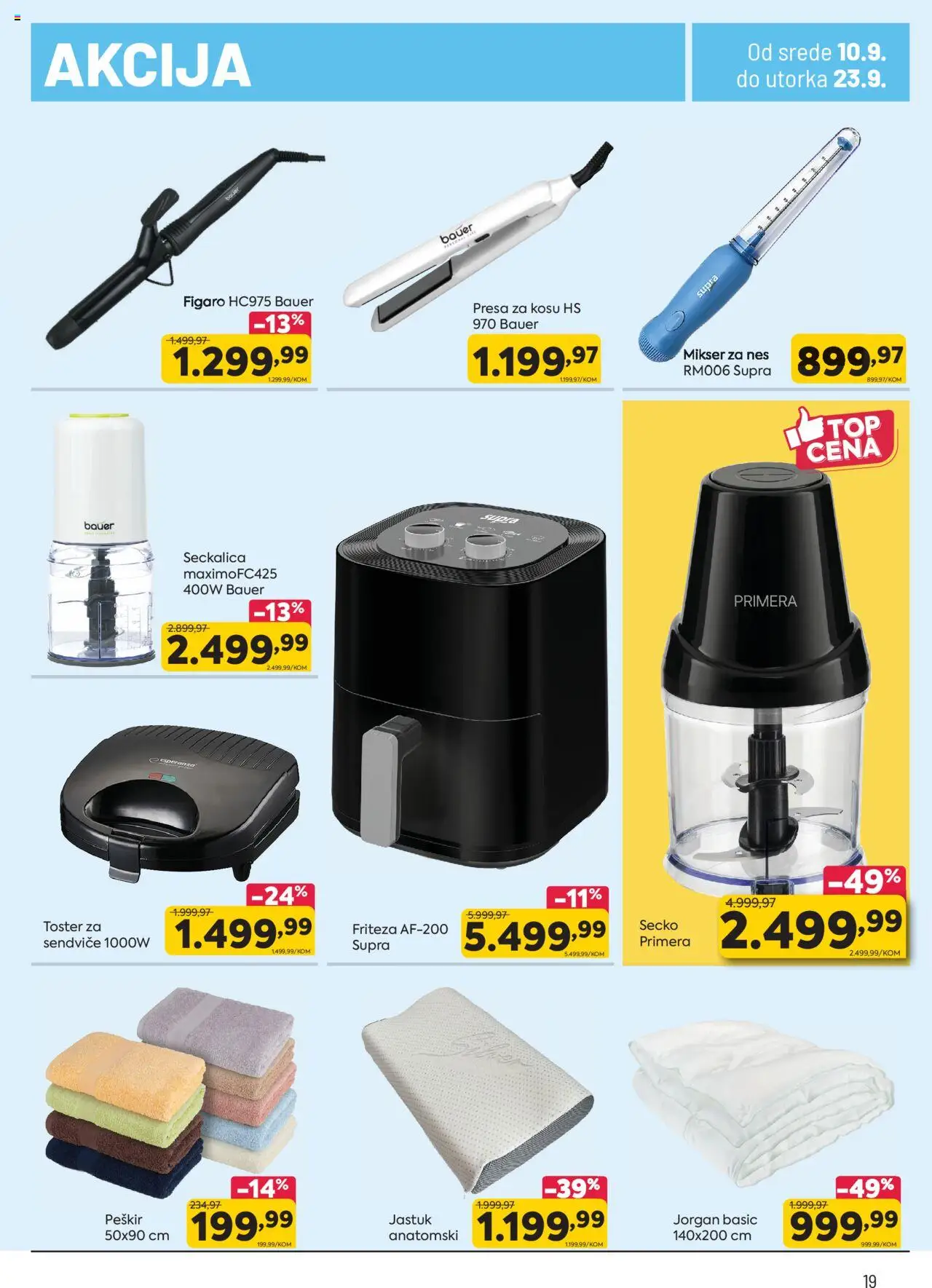 PerSu katalog - važi od 10.09.2025 | Strana: 19 | Proizvode: Jastuk, Toster, Friteza, Presa za kosu