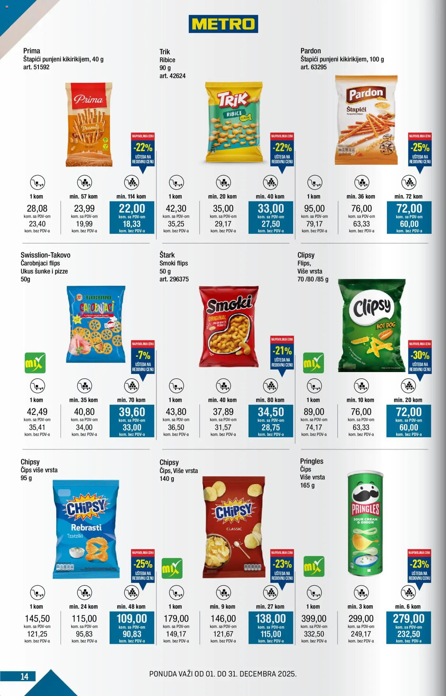 Metro katalog - važi od 01.12.2025 | Strana: 14 | Proizvode: Čips, Smoki, Pringles, Hot dog