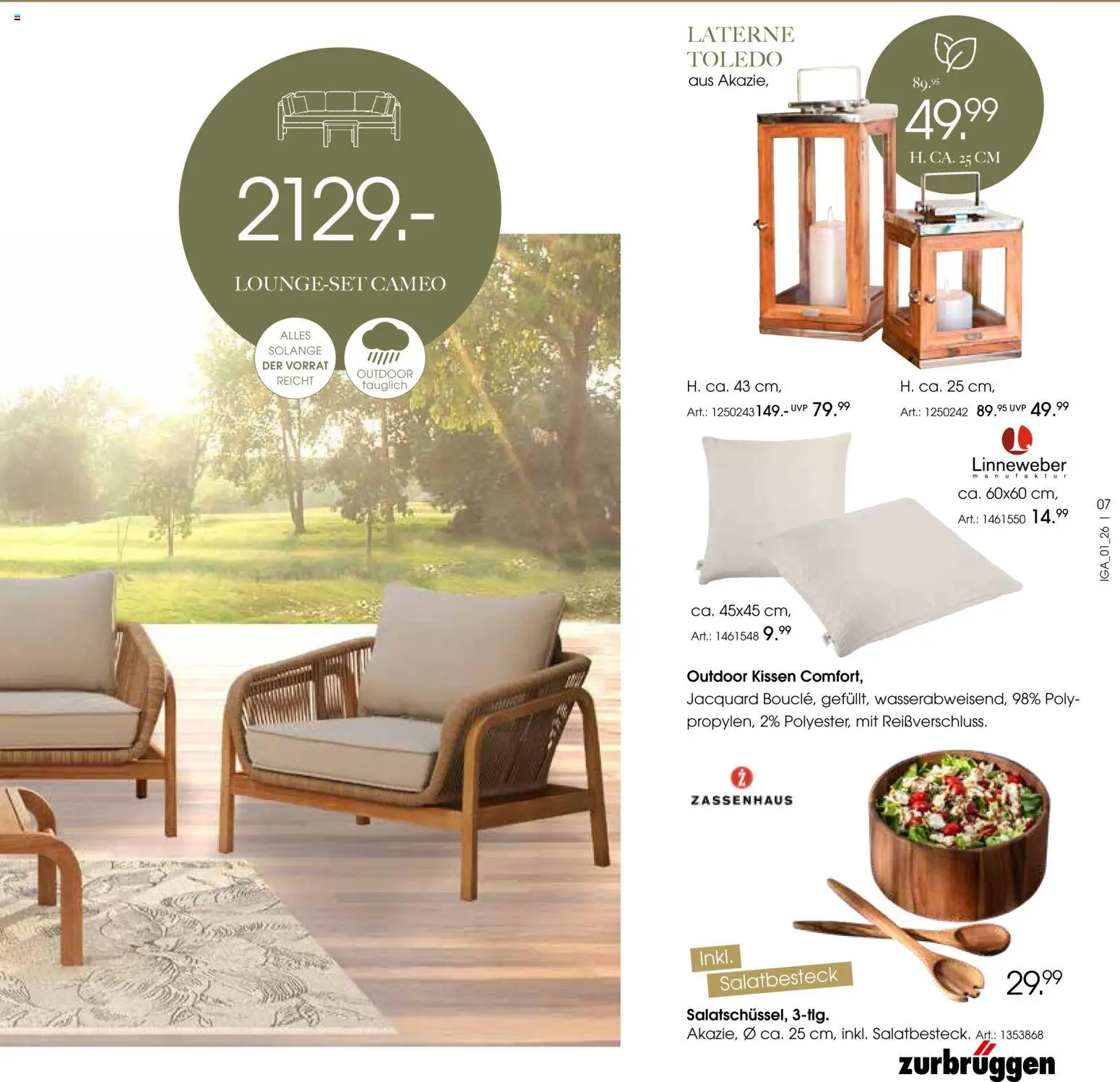 Zurbrüggen Sommer 2026 – gültig ab 19.03.2026 | Seite: 7 | Produkte: Kissen