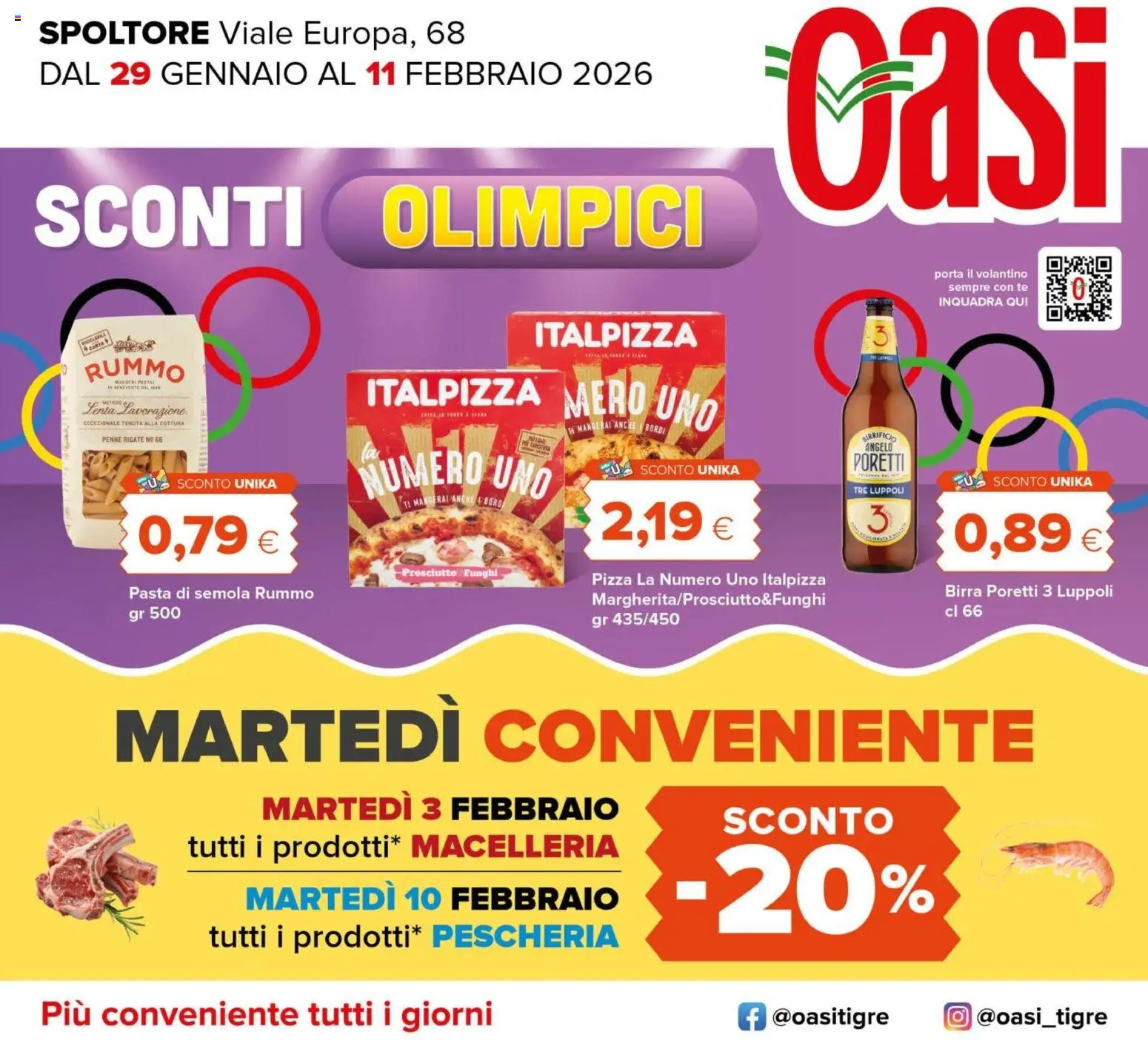 Volantino Oasi del 29.01.2026 | Pagina: 1 | Prodotti: Tè, Prosciutto, Funghi, Penne