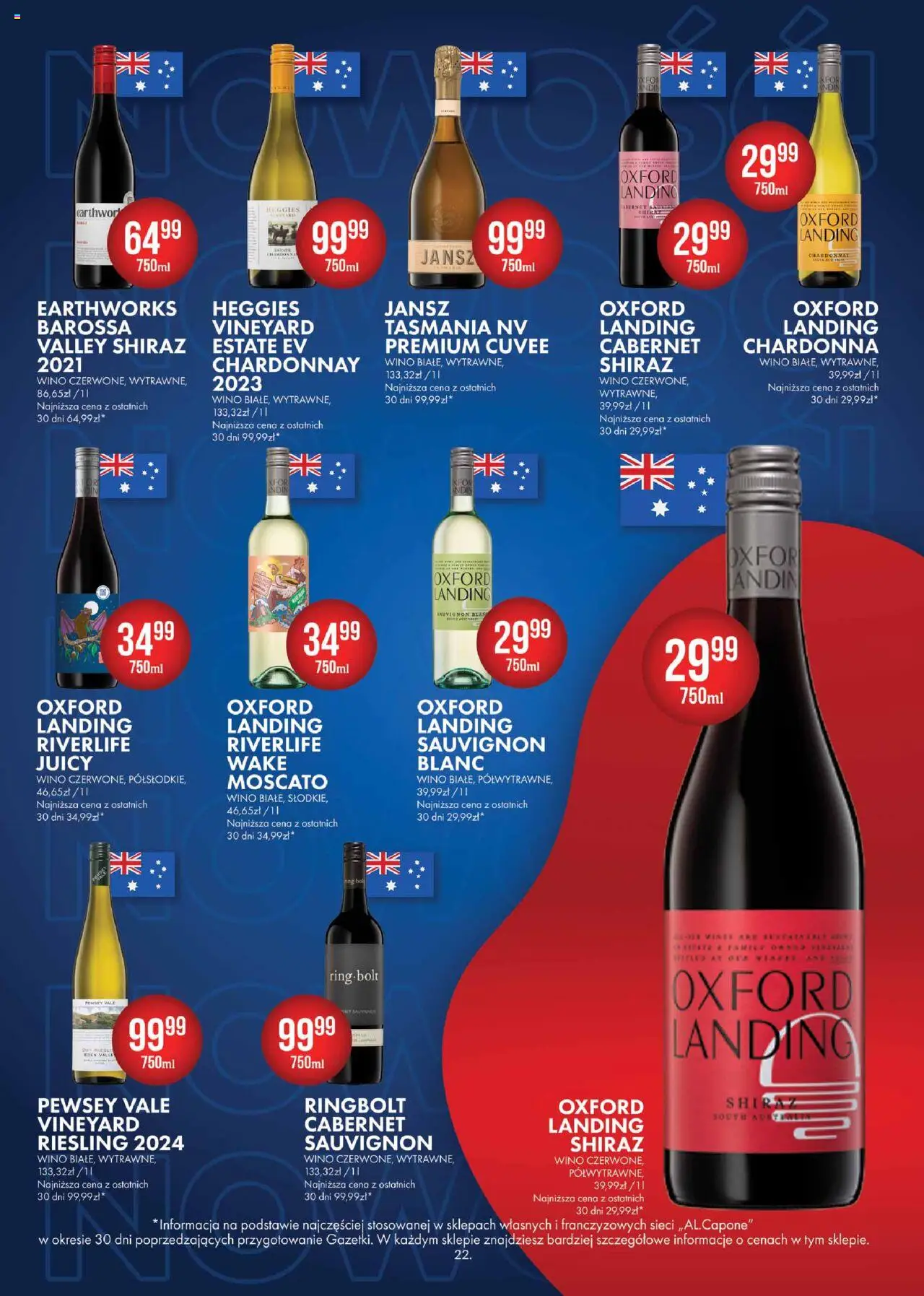Al.Capone Gazetka od 08.09.2025 | Strona: 22 | Produkty: Riesling, Chardonnay, Wino