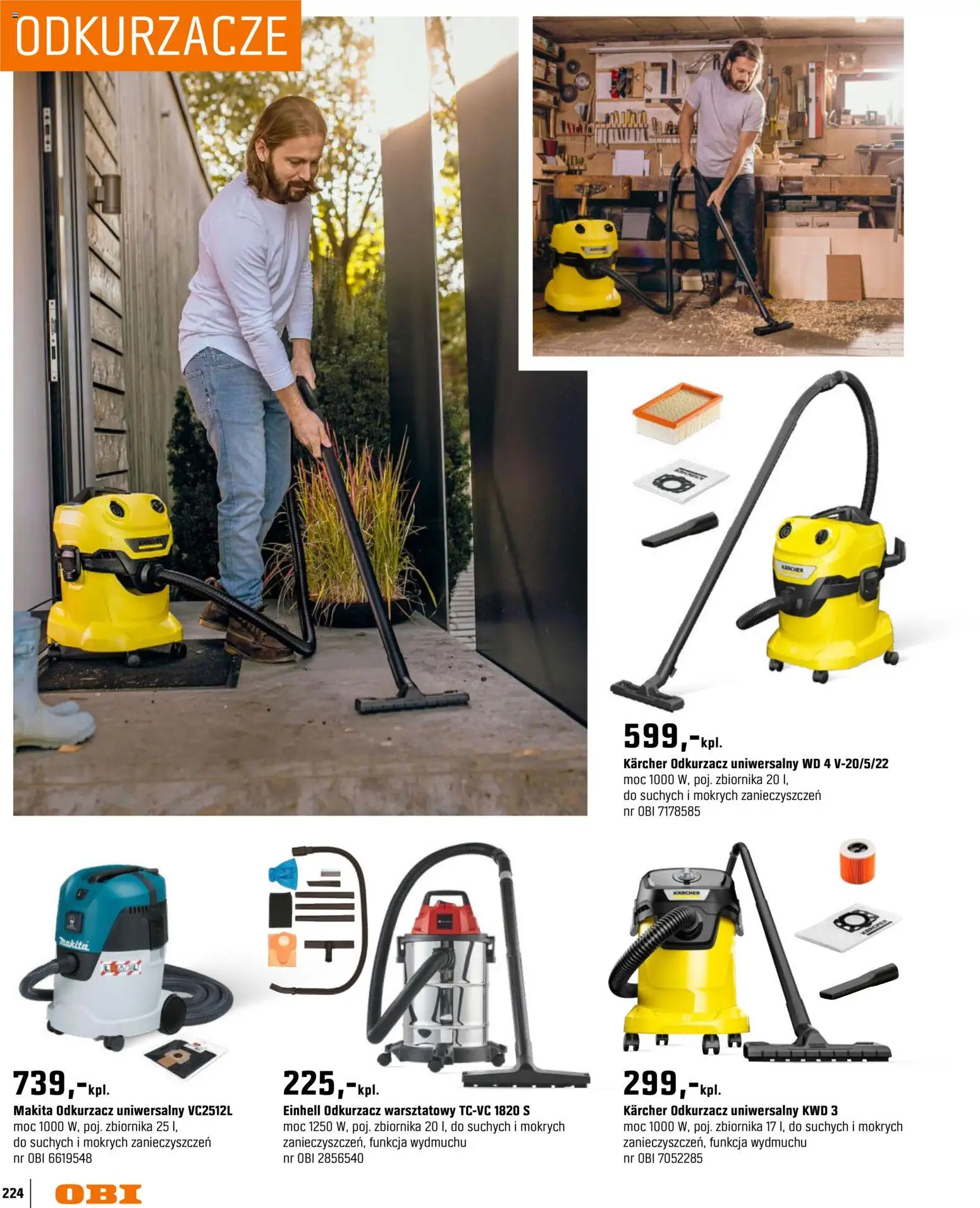 OBI gazetka - Ogród od 11.03.2026 | Strona: 224 | Produkty: Odkurzacz, Odkurzacz warsztatowy