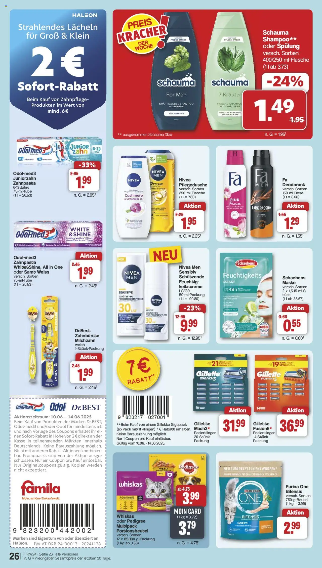 Famila Nordwest Prospekt 	 - gültig ab dem 10.06.2025 | Seite: 33 | Produkte: Purina one, Spülung, Zahnbürste, Pedigree