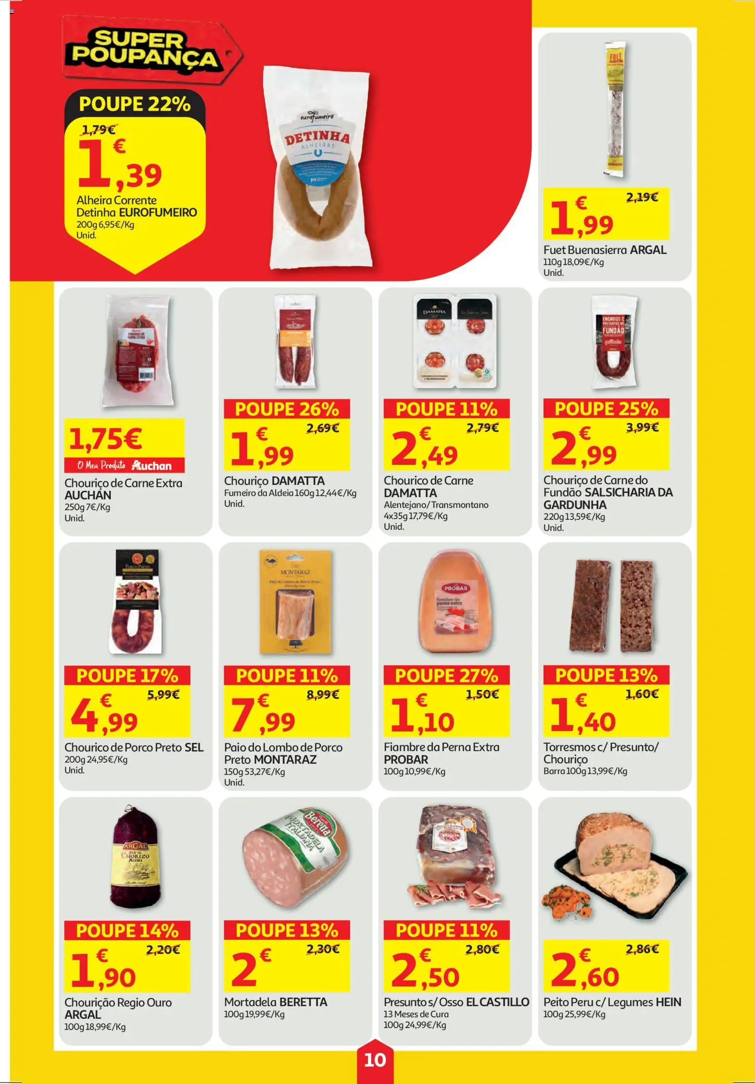 Auchan folheto │ válido de 19.03.2026 | Página: 10 | Produtos: Mortadela, Presunto, Carne, Alheira