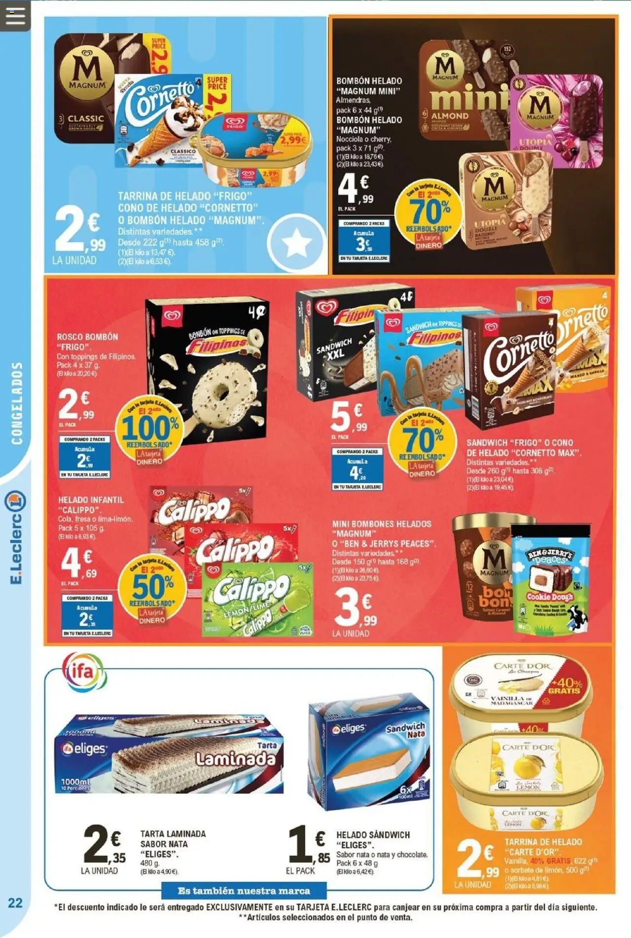 E.Leclerc folleto │ válido desde el 24.09.2025 | Página: 22 | Productos: Helado, Ρούτερ