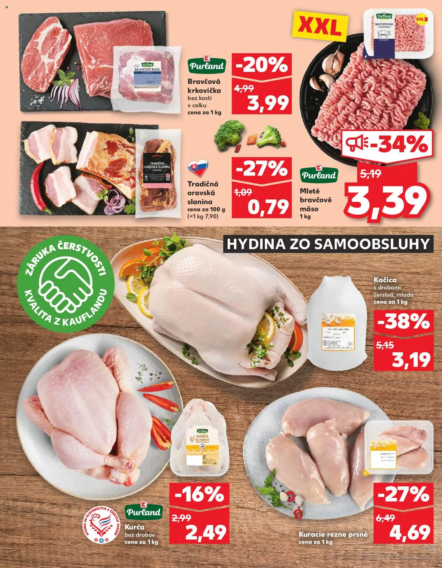Nové Kaufland akcie – leták je platný od 26.02.2026 | Strana: 13 | Produkty: Slanina, Kačica, Krkovička, Kurča