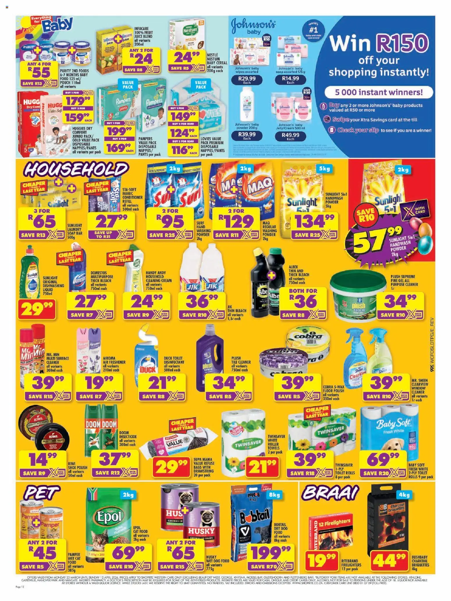 New Shoprite catalogue – valid from 23.03.2026 | Page: 12 | Products: Surface cleaner, Air freshener, Cream, Baby food