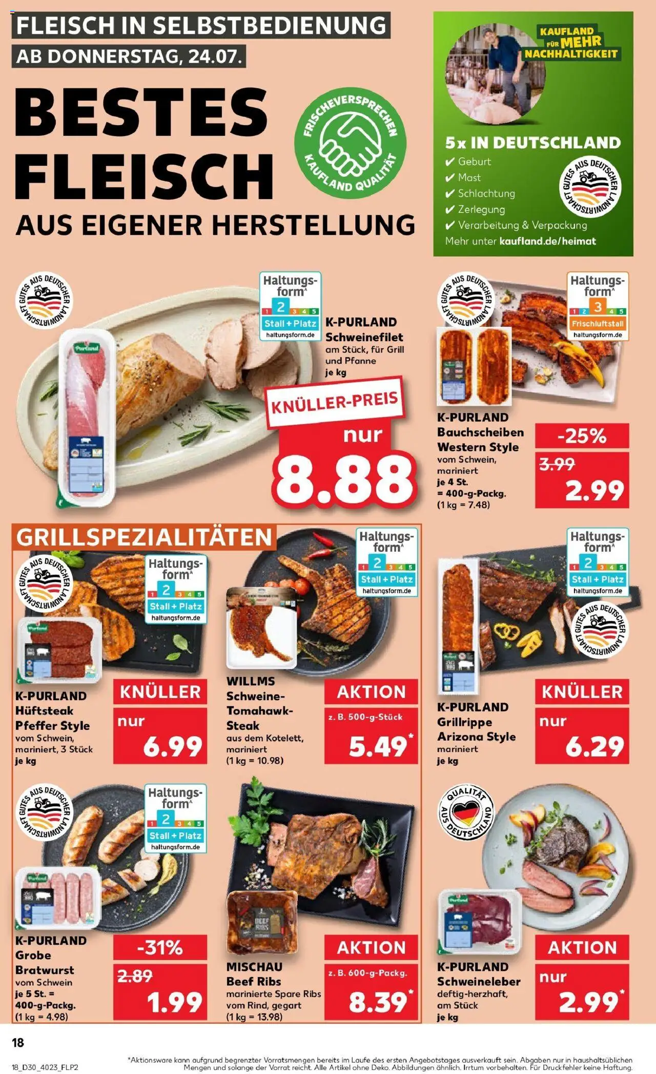 Kaufland prospekt Bergen Auf Rügen	 - gültig ab dem 24.07.2025 | Seite: 18 | Produkte: Grill, Spare ribs, Pfeffer, Steak