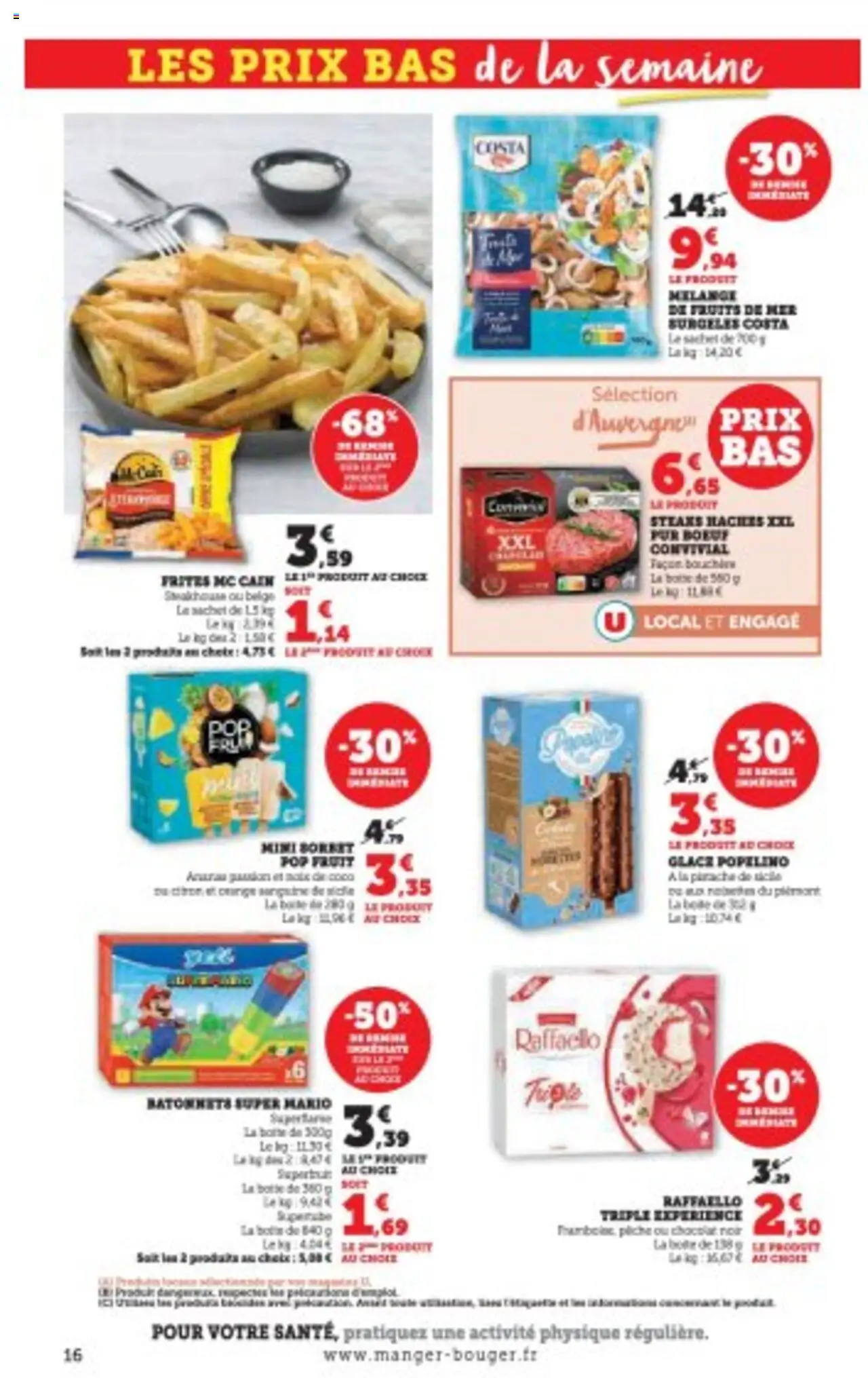  | Page: 16 | Produits: Fruits de mer, Frites, Raffaello, Chocolat