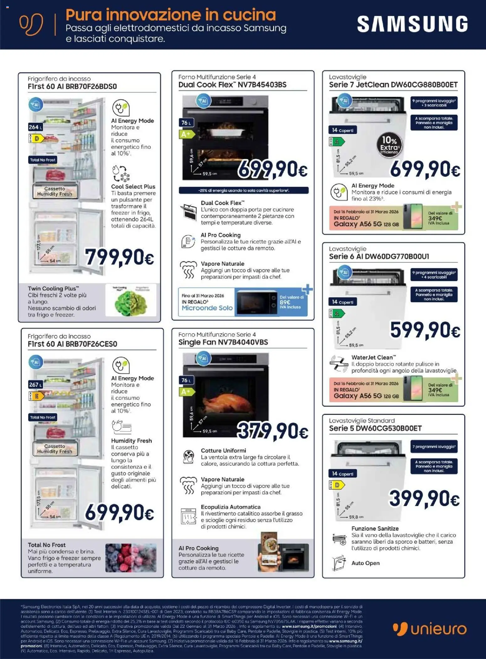 Volantino Unieuro del 13.02.2026 | Pagina: 33 | Prodotti: Microonde, Freezer, Frigorifero, Forno