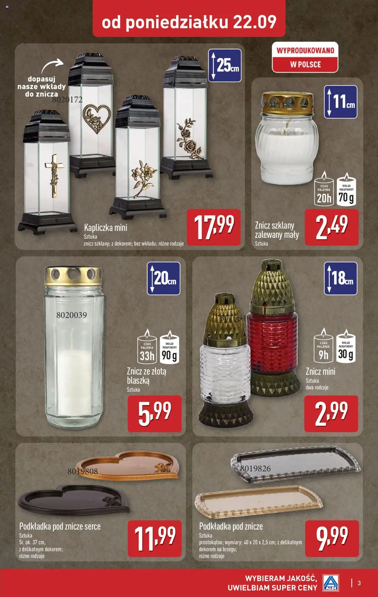 Aldi Gazetka - Światełko pamięci od 22.09.2025 | Strona: 3 | Produkty: Znicze