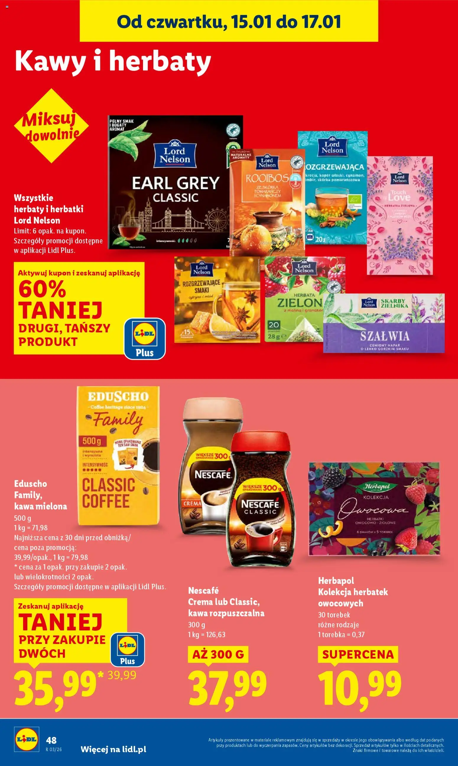 Lidl Gazetka od 15.01.2026 | Strona: 48 | Produkty: Torebka, Nescafe, Kawa, Herbata