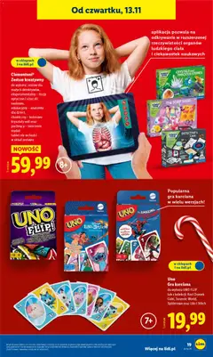 Pogląd oferty "Uno Gra karciana, do wyboru UNO FLIP lub z kolekcji: Koci Domek Gabi, Jurassic World, Spiderman oraz Lilo i Stitch" - ważna od 03.11.2025 | Strona: 19 | Produkty: Tablet, Gra