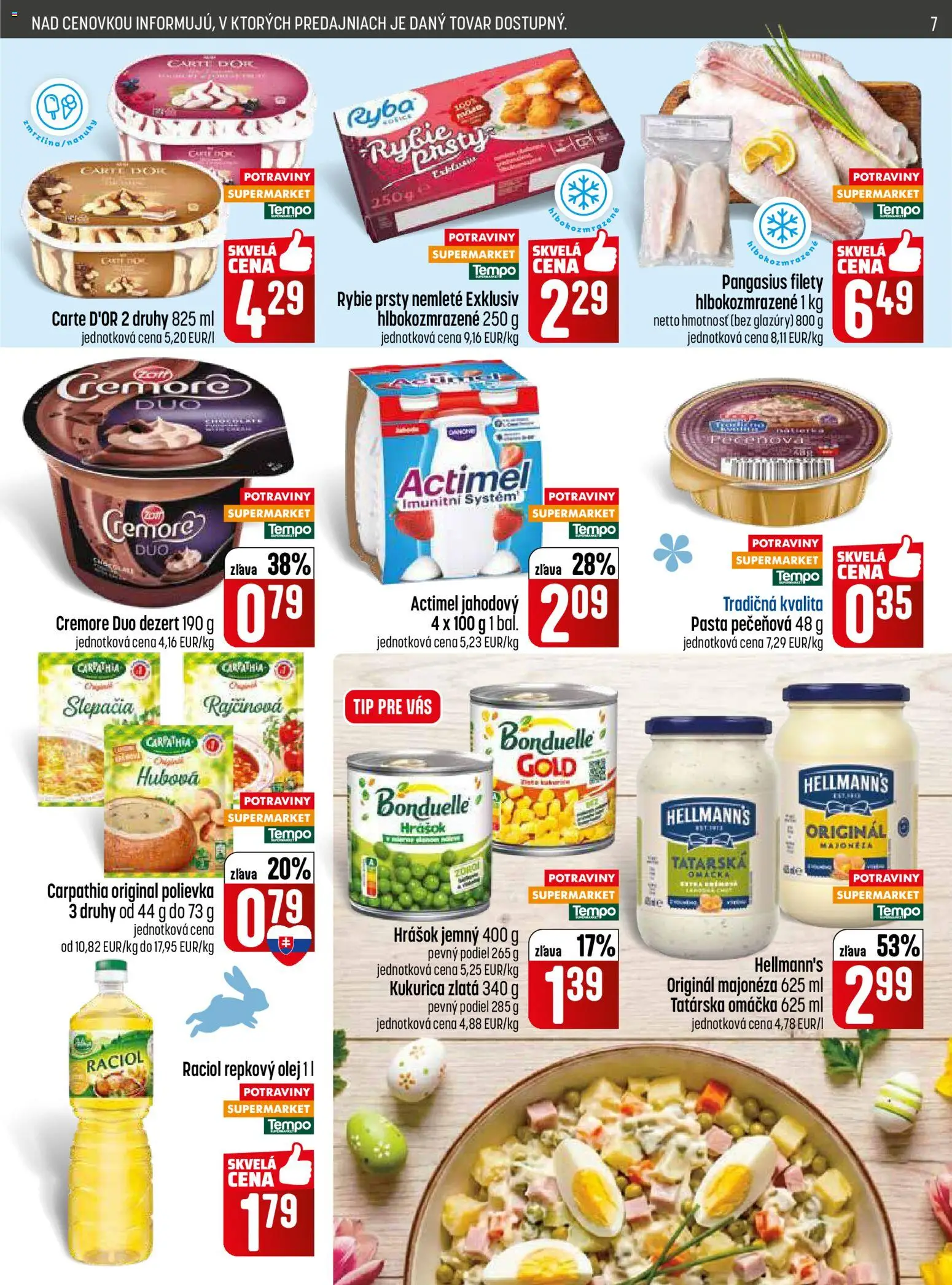 Nové COOP Jednota akcie – leták je platný od 26.03.2026 | Strana: 7 | Produkty: Hrášok, Omáčka, Actimel, Kukurica