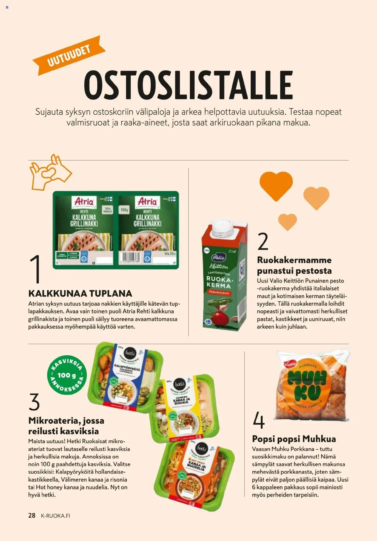 K-Market - K-Ruoka – voimassa 01.10.2025 alkaen | Sivu: 28 | Tuotteet: Pesto, Porkkana, Kerma, Punainen pesto