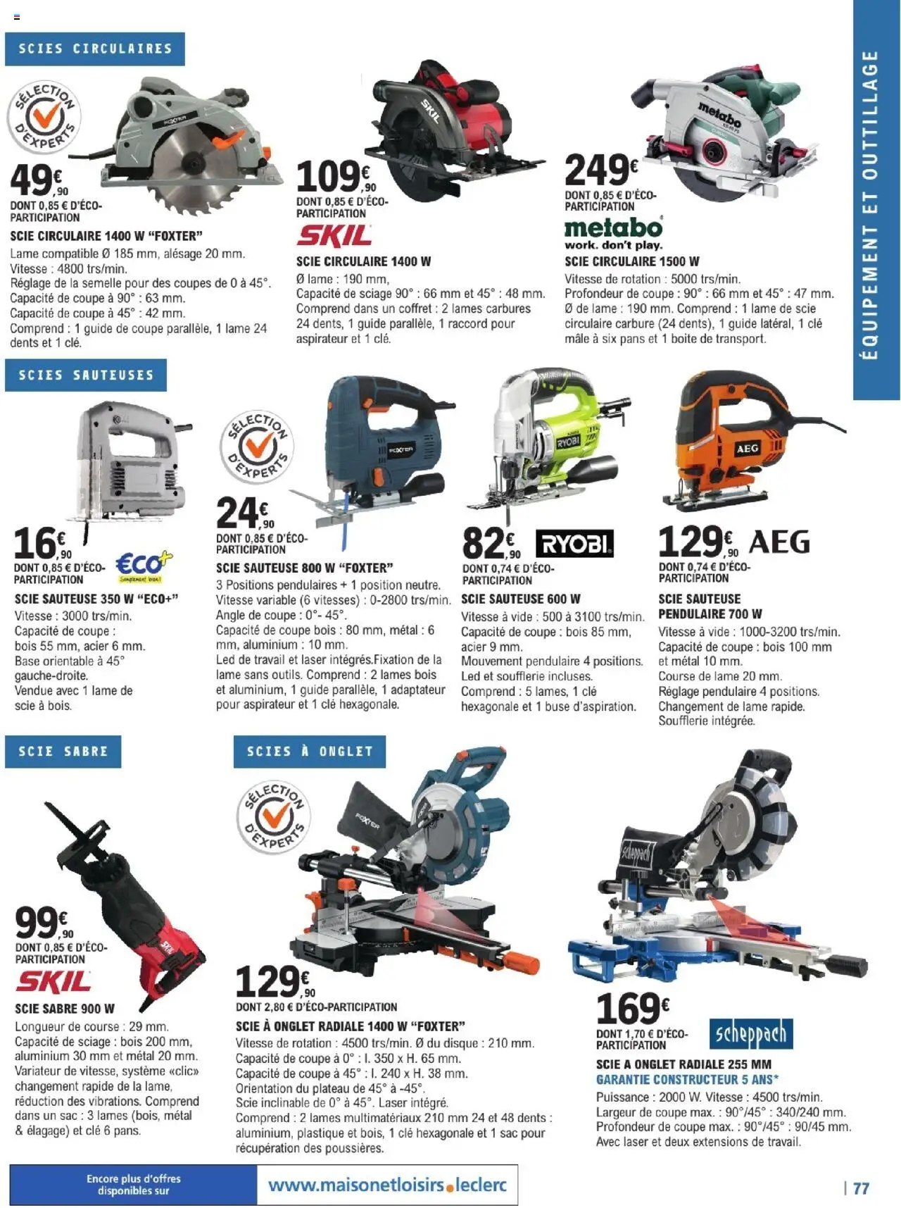  | Page: 77 | Produits: Adaptateur, Clé, Aspirateur, Scie circulaire