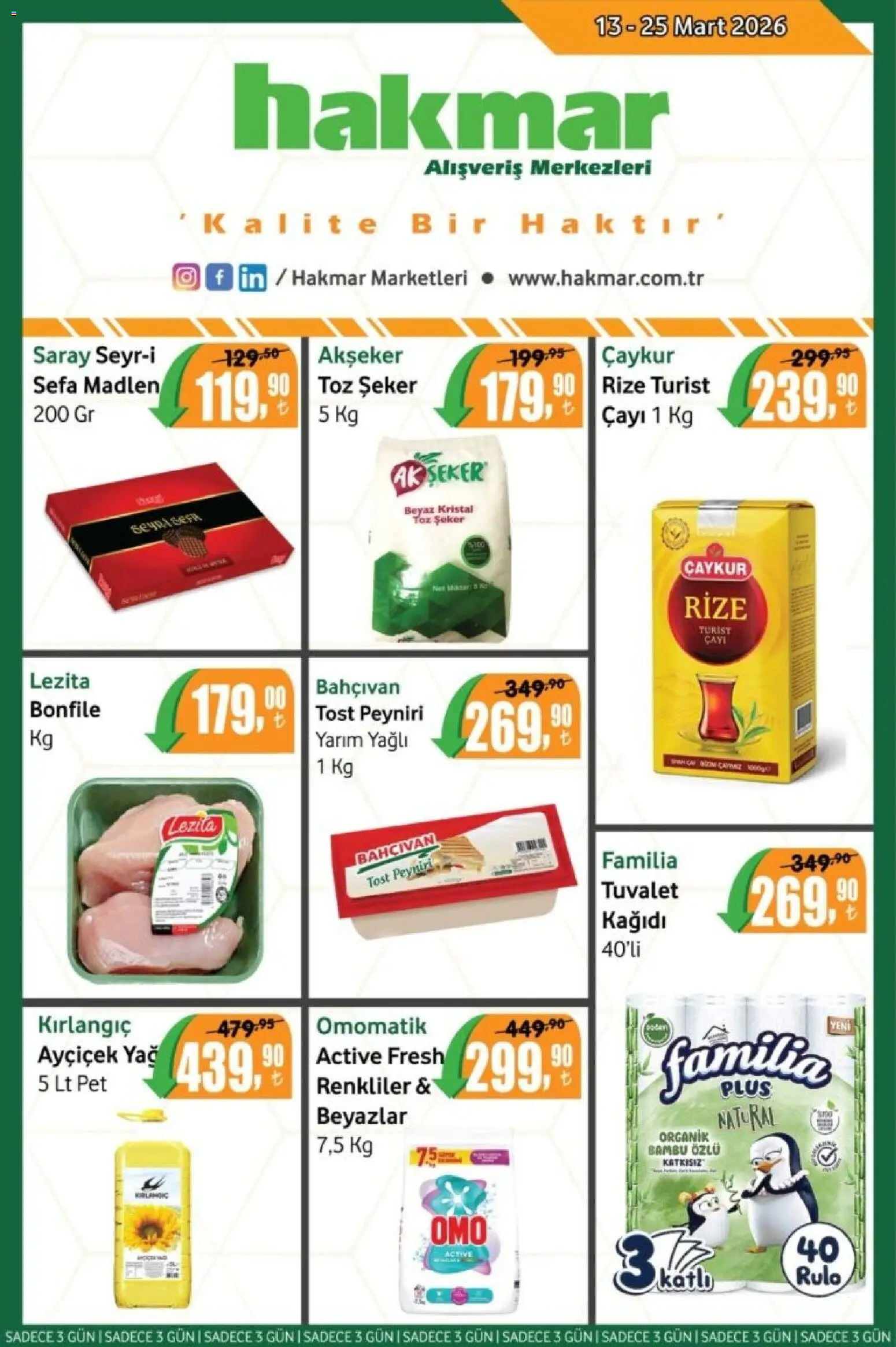 Hakmar - İndirim - 13.03.2026 tarihinden itibaren geçerlidir | Sayfa: 1 | Ürünler: Tuvalet, Şeker, Yağ, Toz şeker