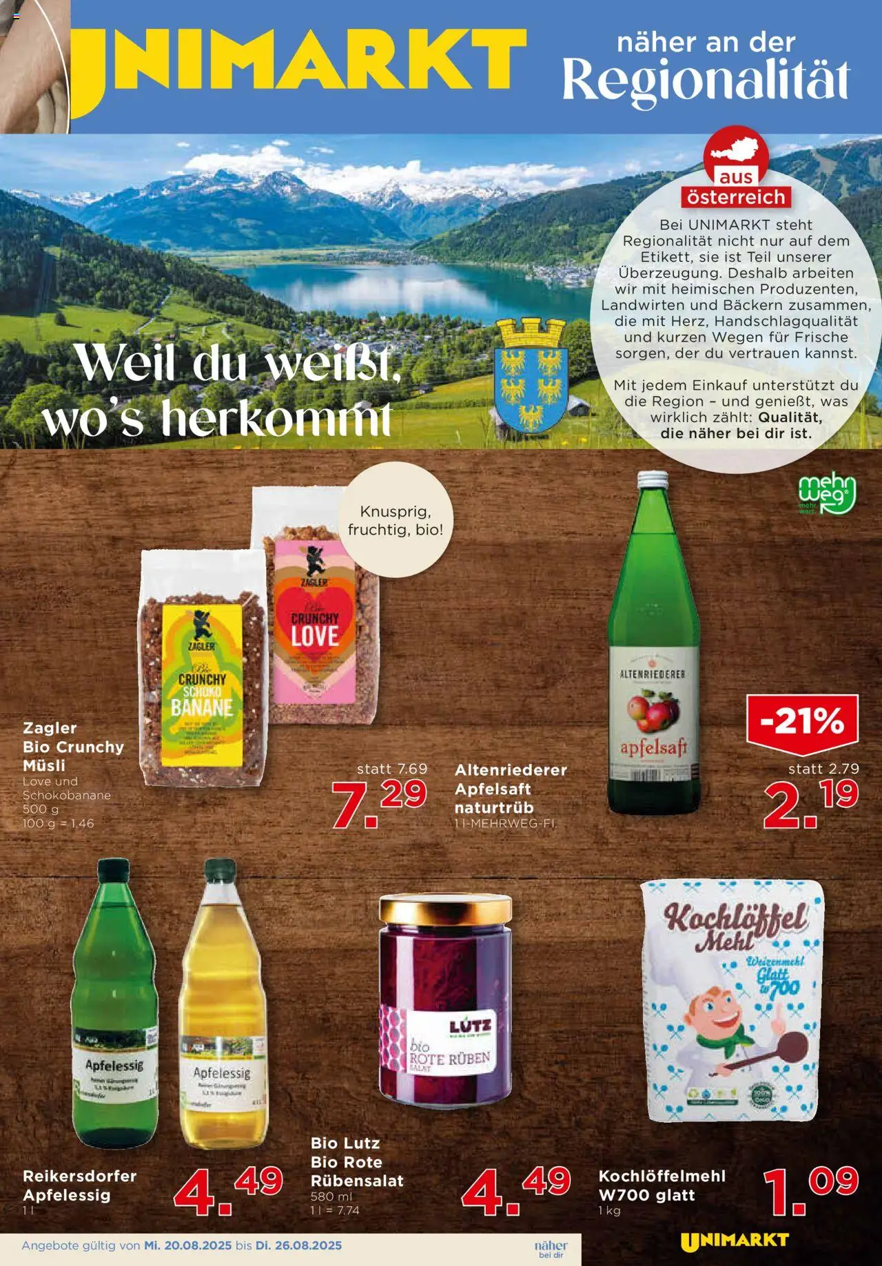 Unimarkt Flugblatt gültig ab 20.08.2025 | Seite: 7 | Produkte: Salat, Planche de surf