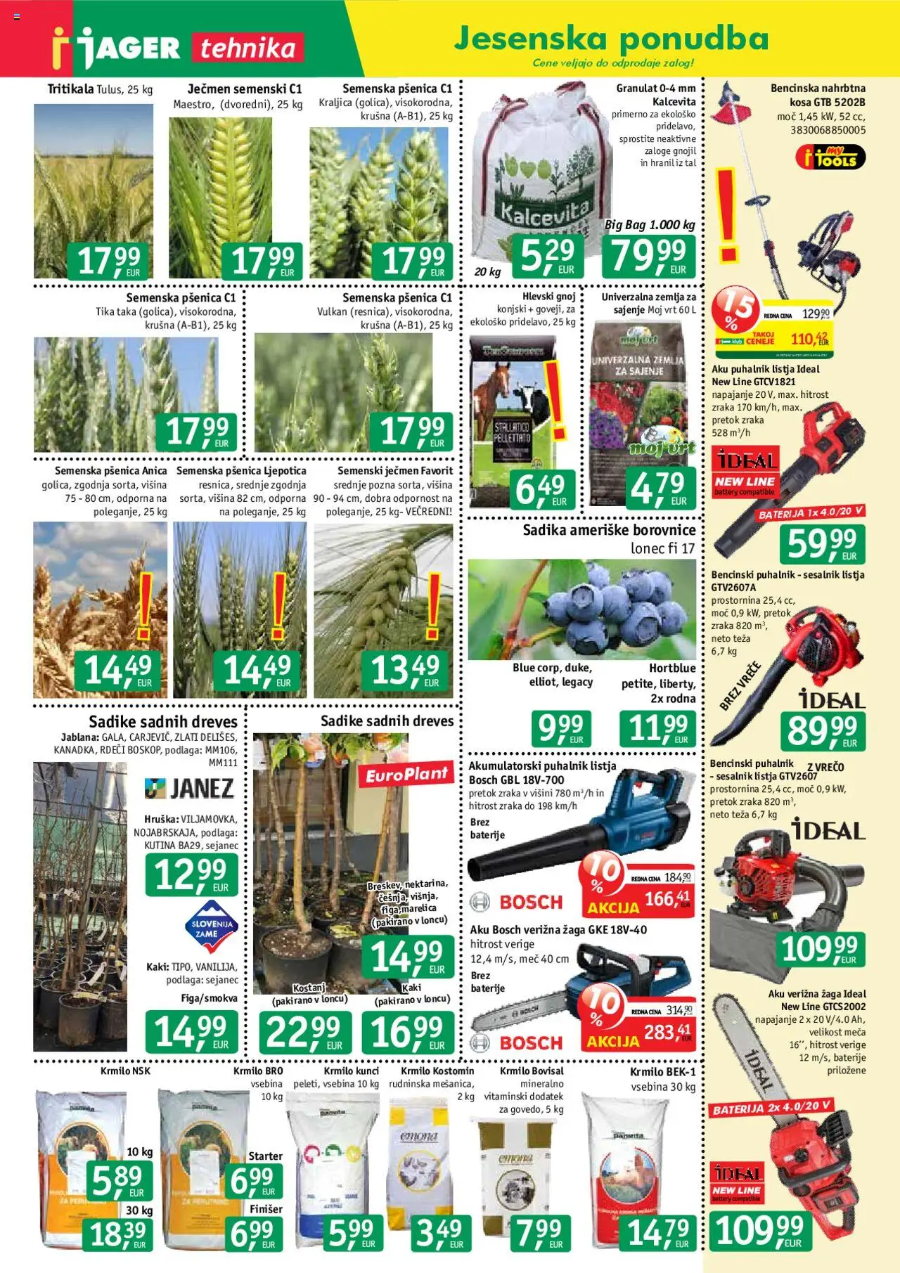 Novi Jager katalog ponudbe – veljaven od 15.10.2025 | Stran: 1 | Izdelki: Baterija, Žemlja, Teza, Verižna žaga