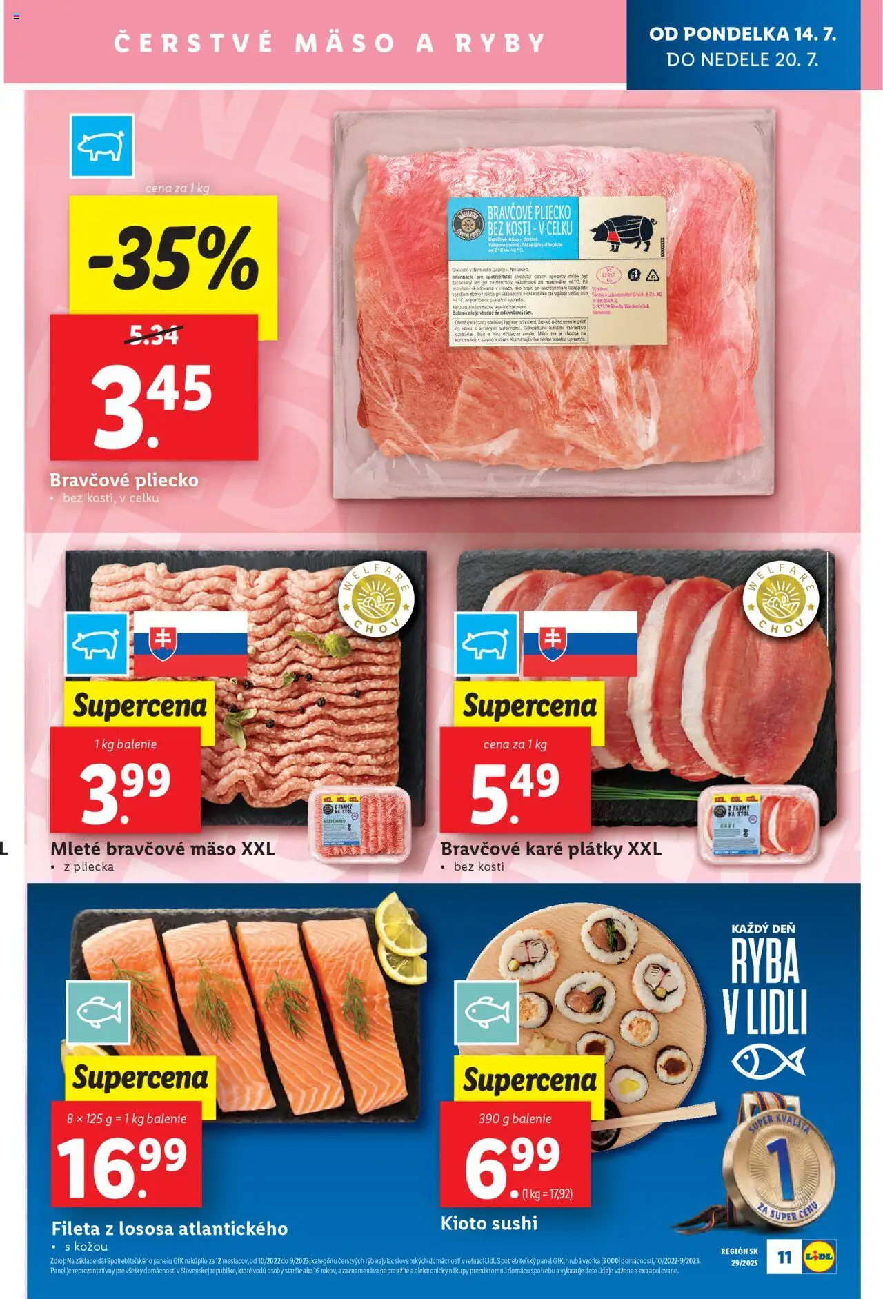 Lidl leták │ platný od 14.07.2025 | Strana: 13 | Produkty: Stôl, Sushi, Bravčové karé