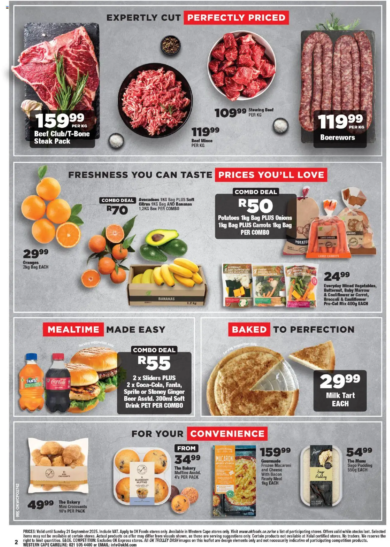 New OK Foods catalogue – valid from 10.09.2025 | Page: 2 | Products: Bakery, Steak, Beer, Carrots