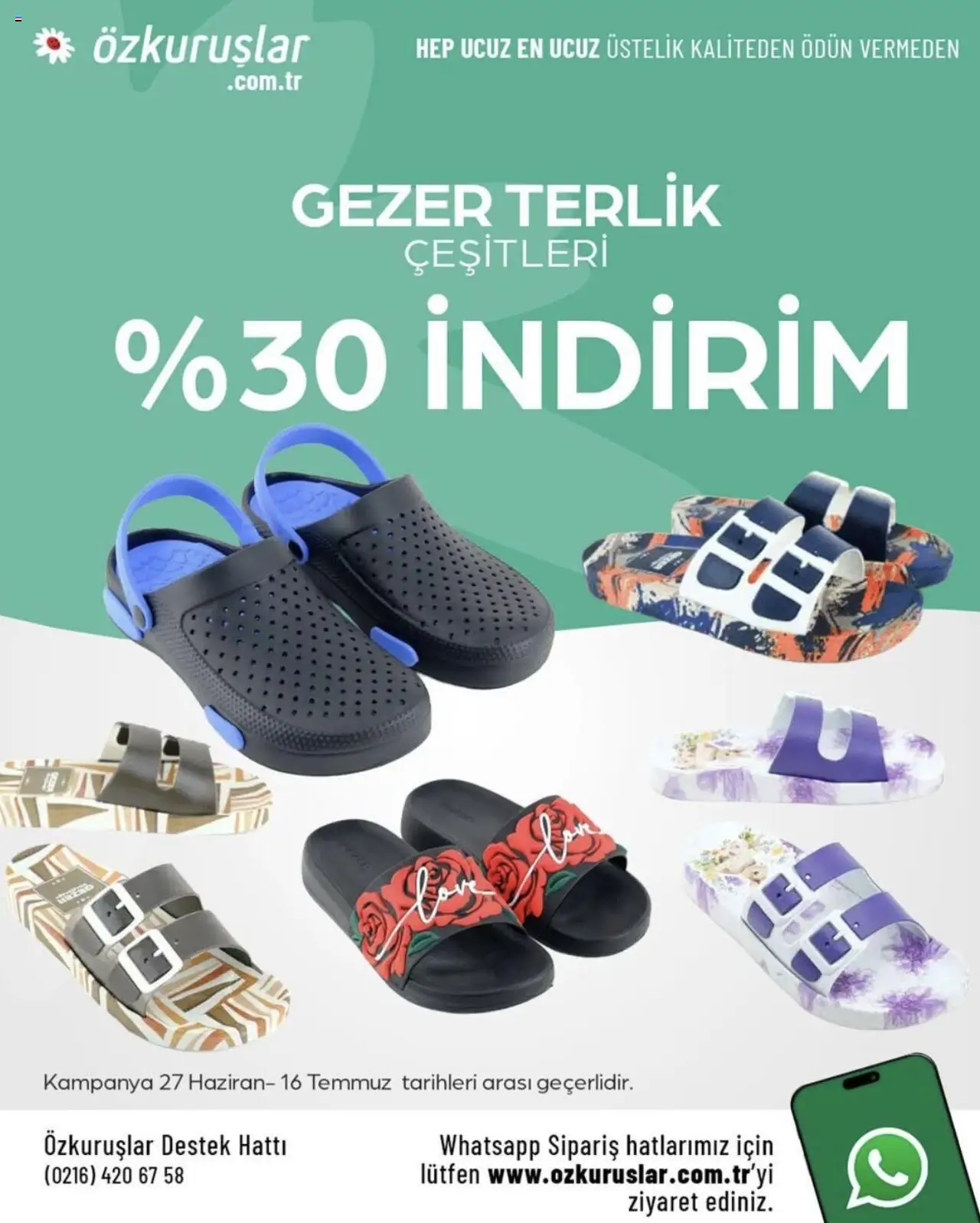 Özkuruşlar %30 İndirim - 27.06.2025 tarihinden itibaren geçerlidir | Sayfa: 1 | Ürünler: Terlik