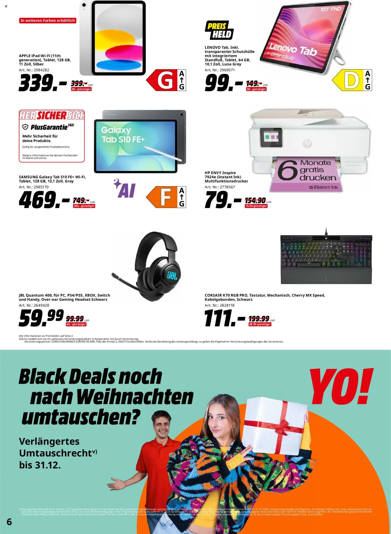 Media Markt - Black Friday  – gültig ab 28.10.2025 | Seite: 6 | Produkte: HP, Samsung, Apple, Headset