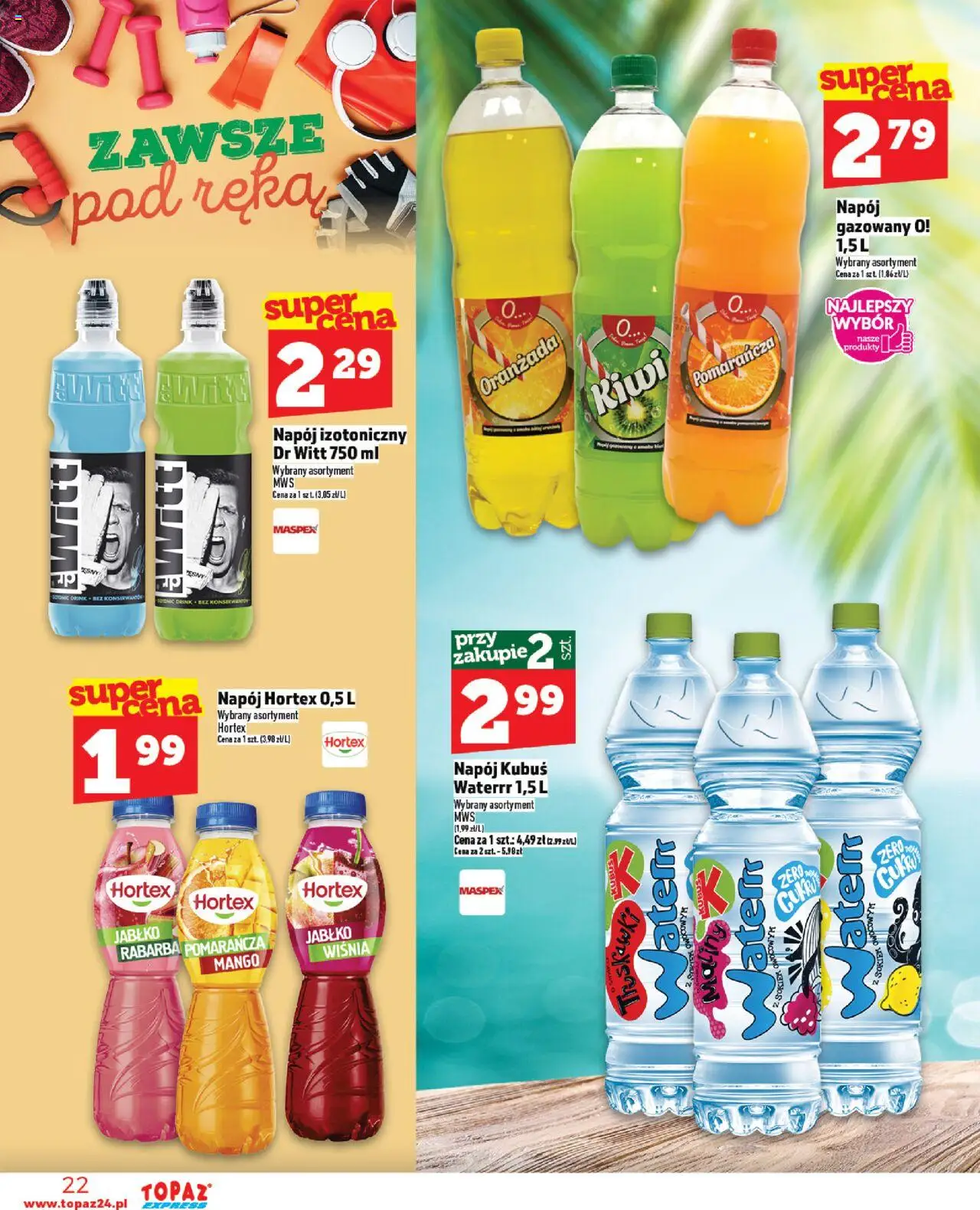 Topaz Gazetka - Express od 21.08.2025 | Strona: 22 | Produkty: Mango, Kiwi