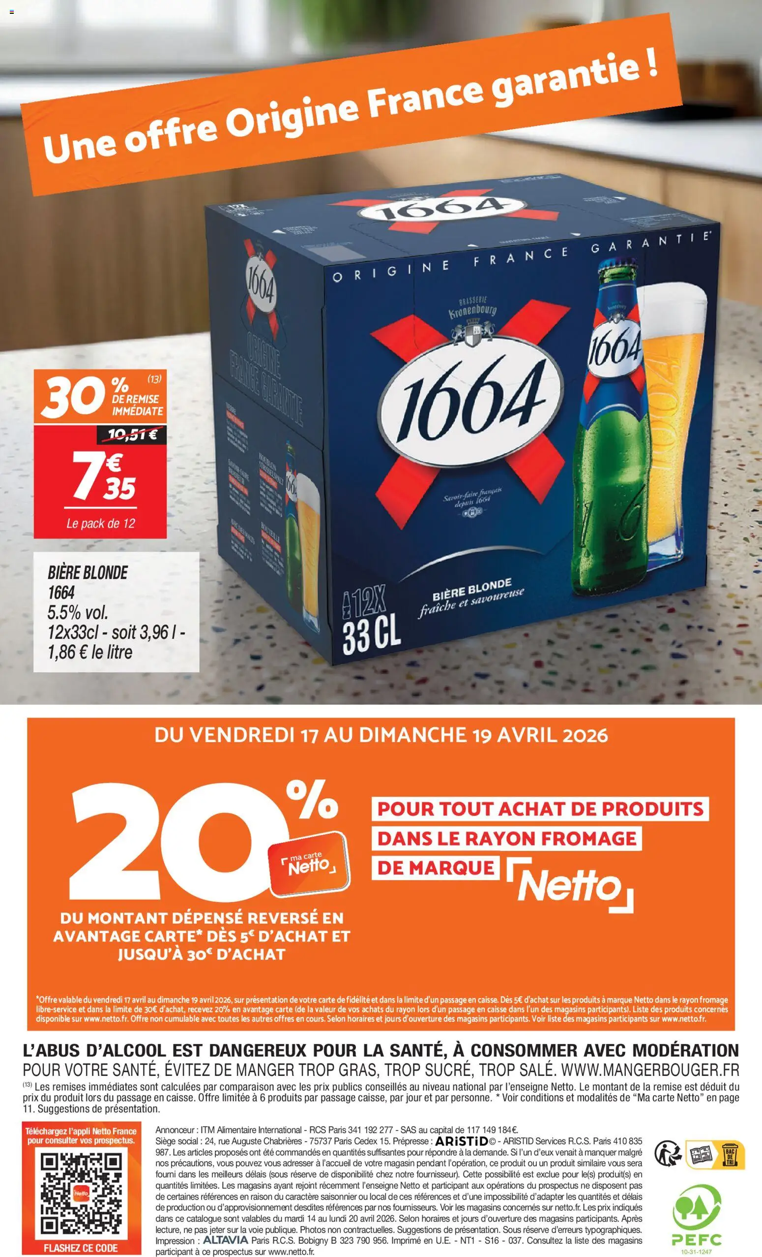 {H1} | Page: 20 | Produits: Biere blonde 1664, Bière blonde, Fromage, Bière