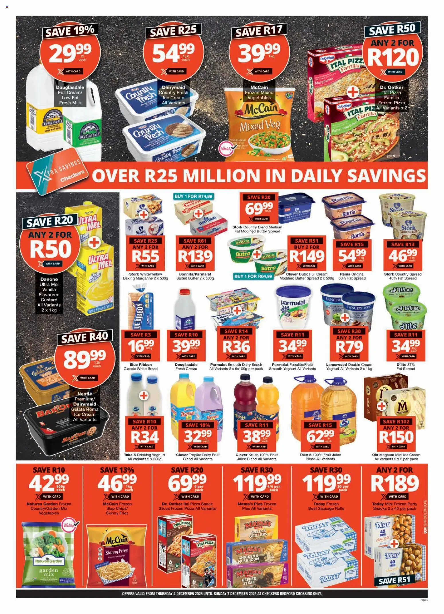 New Checkers catalogue – valid from 04.12.2025 | Page: 3 | Products: Custard, Cream, Ice cream, Pepper