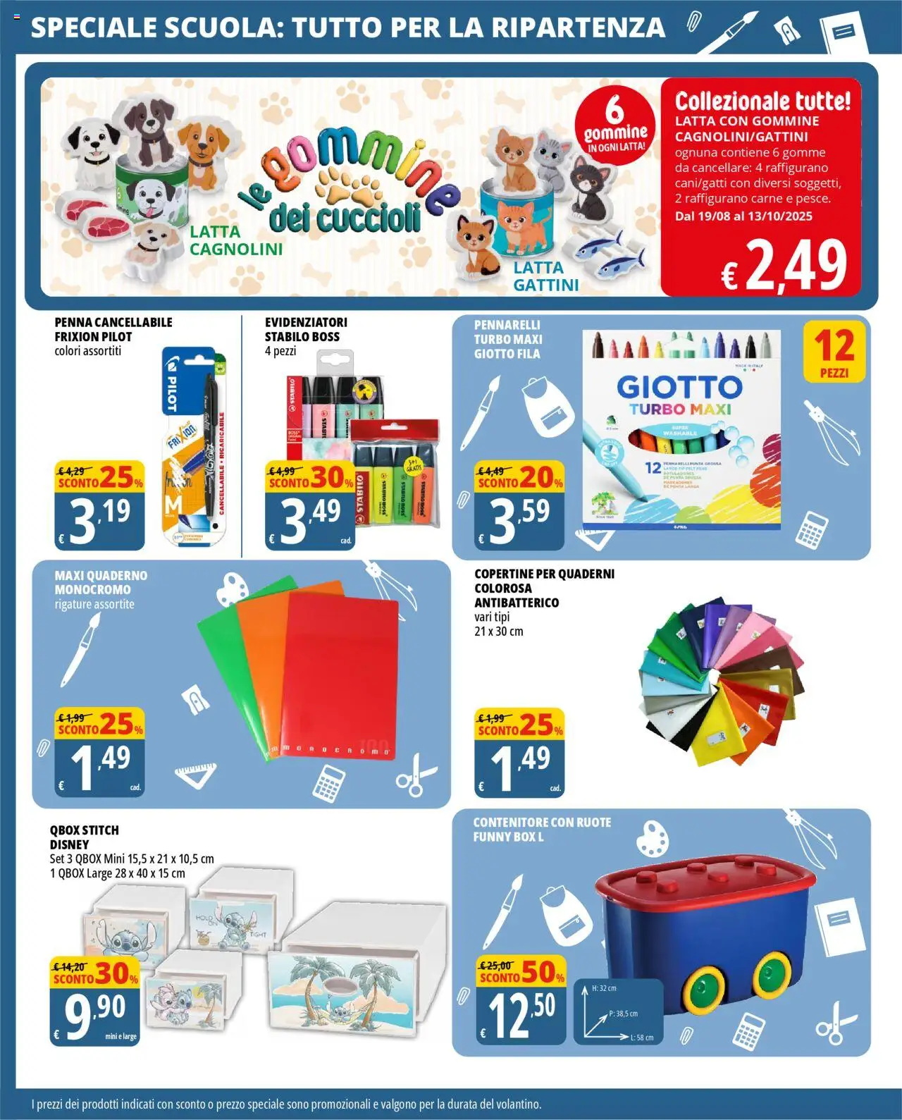Volantino Tigros del 19.08.2025 | Pagina: 2 | Prodotti: Top, Contenitore, Quaderno, Pennarelli