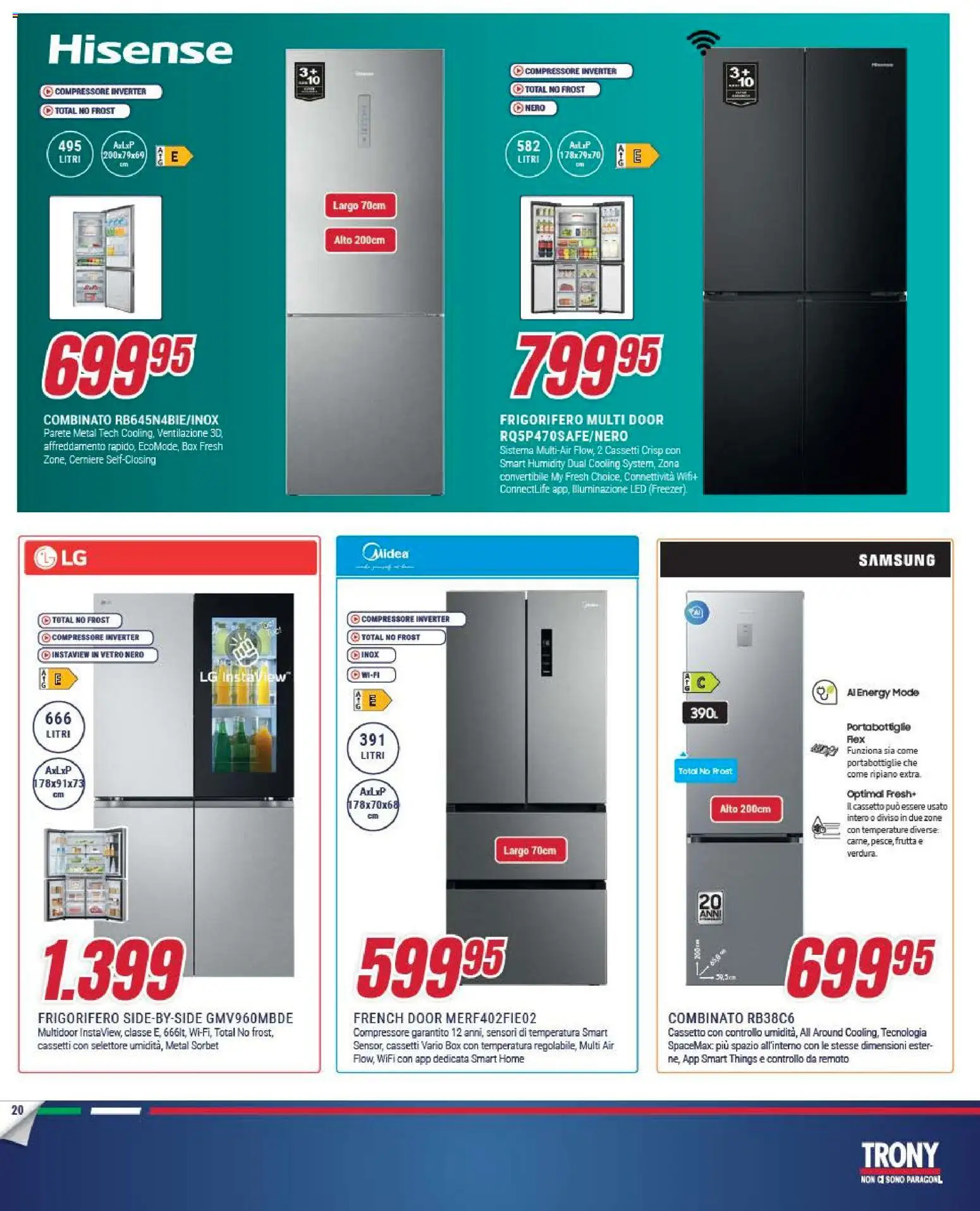 Volantino Trony del 15.01.2026 | Pagina: 20 | Prodotti: Compressore, Frutta, Frigorifero, Samsung