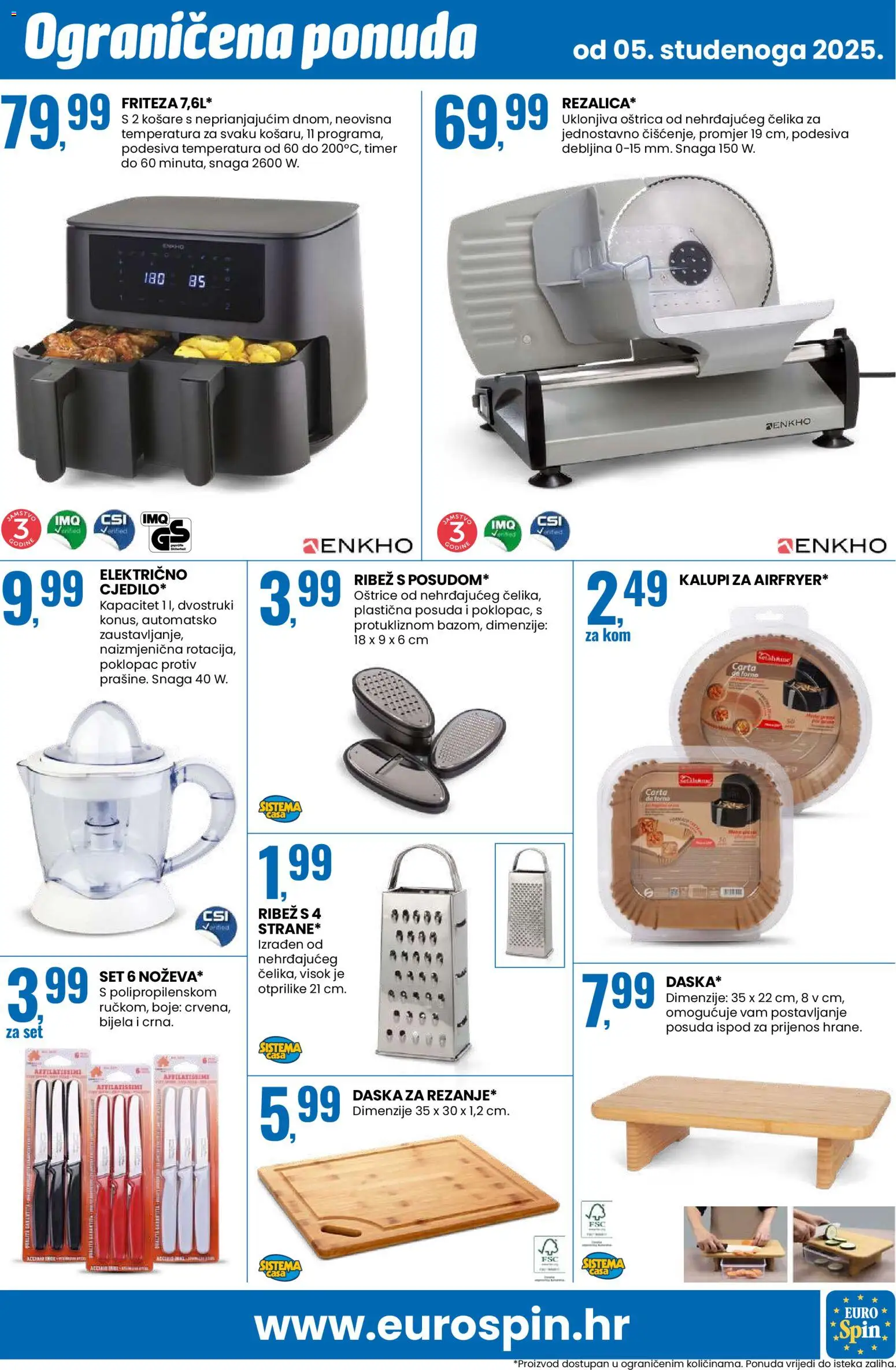 Eurospin katalog | vrijedi od 05.11.2025 | Stranica: 15 | Proizvodi: Friteza, Ribež, Košare, Kalupi