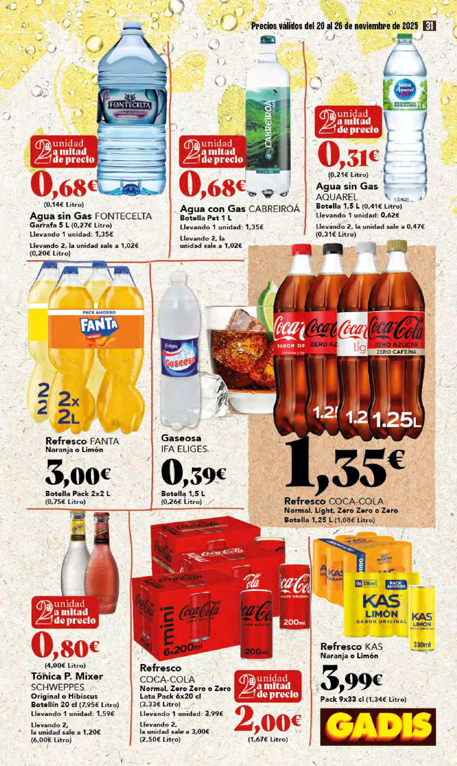Gadis - Black Friday │ válido desde el 20.11.2025 | Página: 31 | Productos: Agua con gas, Gaseosa