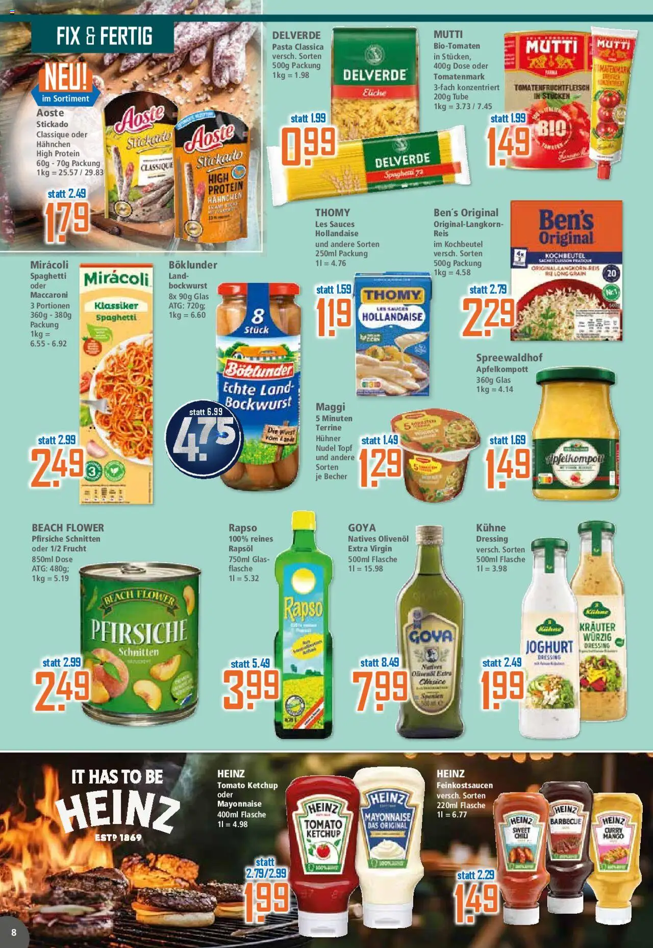 Klaas & Kock Prospekt 	 - gültig ab dem 18.08.2025 | Seite: 8 | Produkte: Hahnchen, Maggi, Pasta, Ketchup