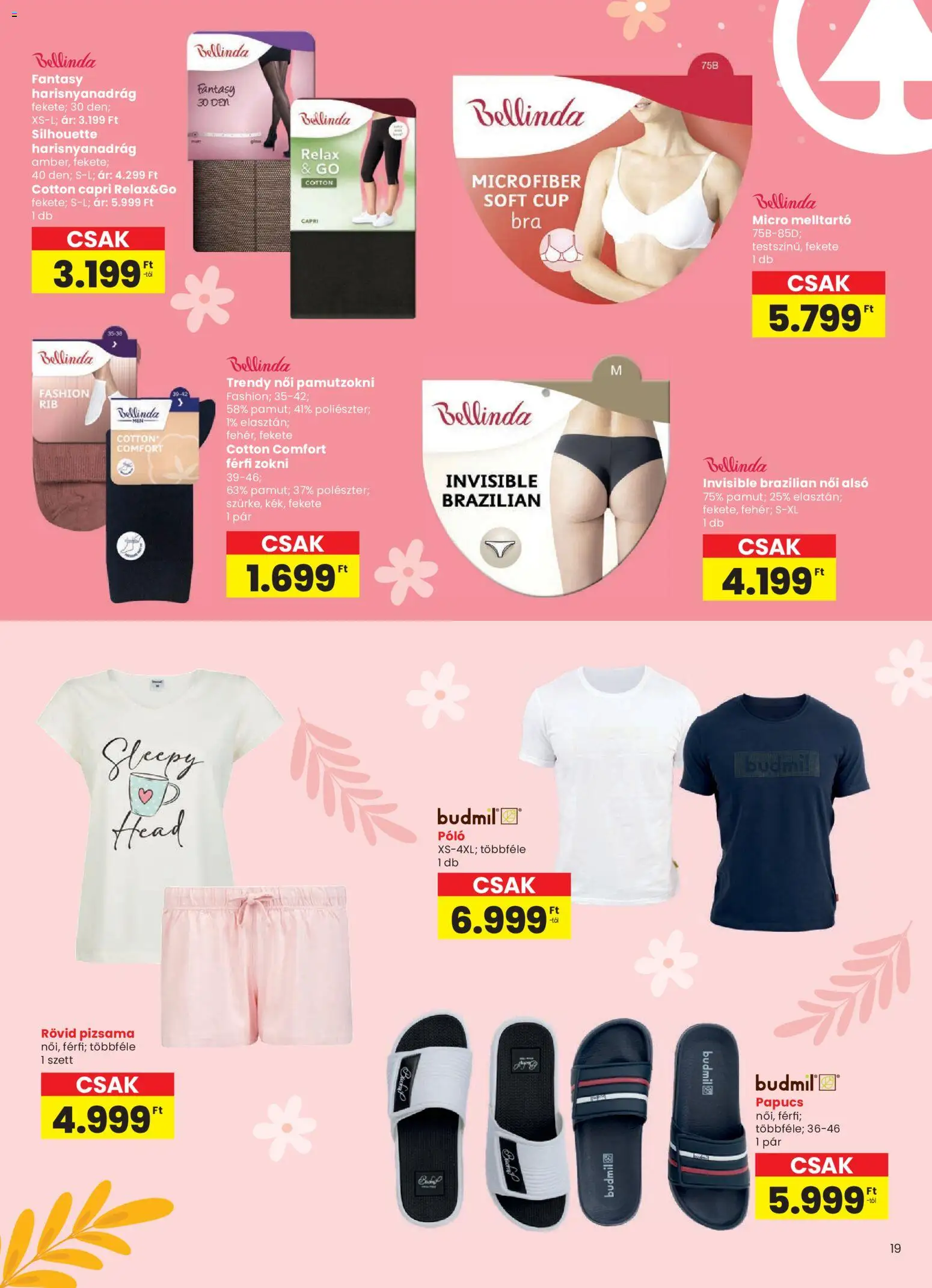 Interspar akciós ujság - amely érvényes a következő dátumtól: 04.03.2026 | Oldal: 19 | Termékek: Női alsó, Papucs, Melltartó, Zokni