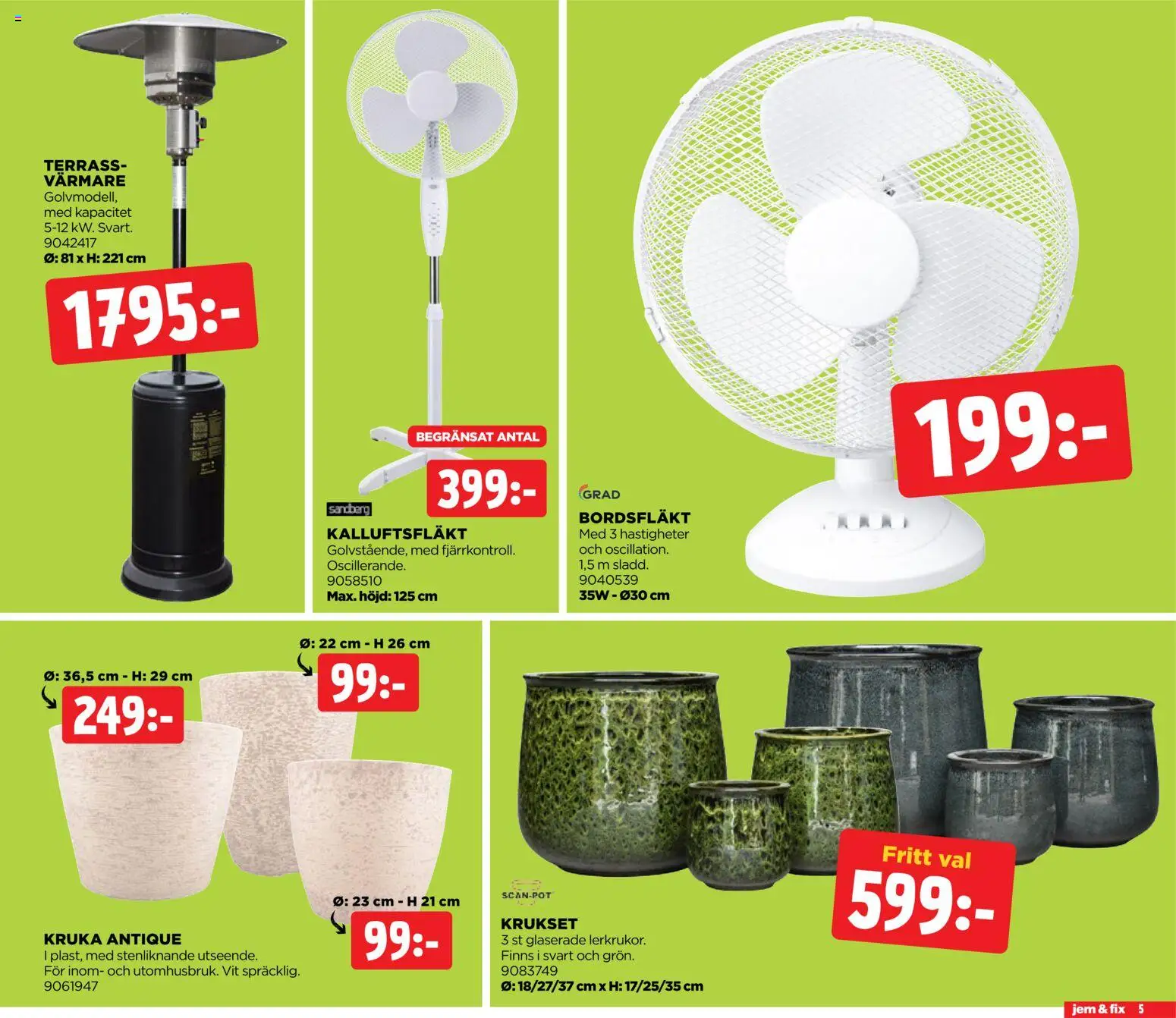 Jem & Fix reklamblad aktuell från 24.04.2026 | Sida: 5 | Produkter: Kruka, Bordsfläkt
