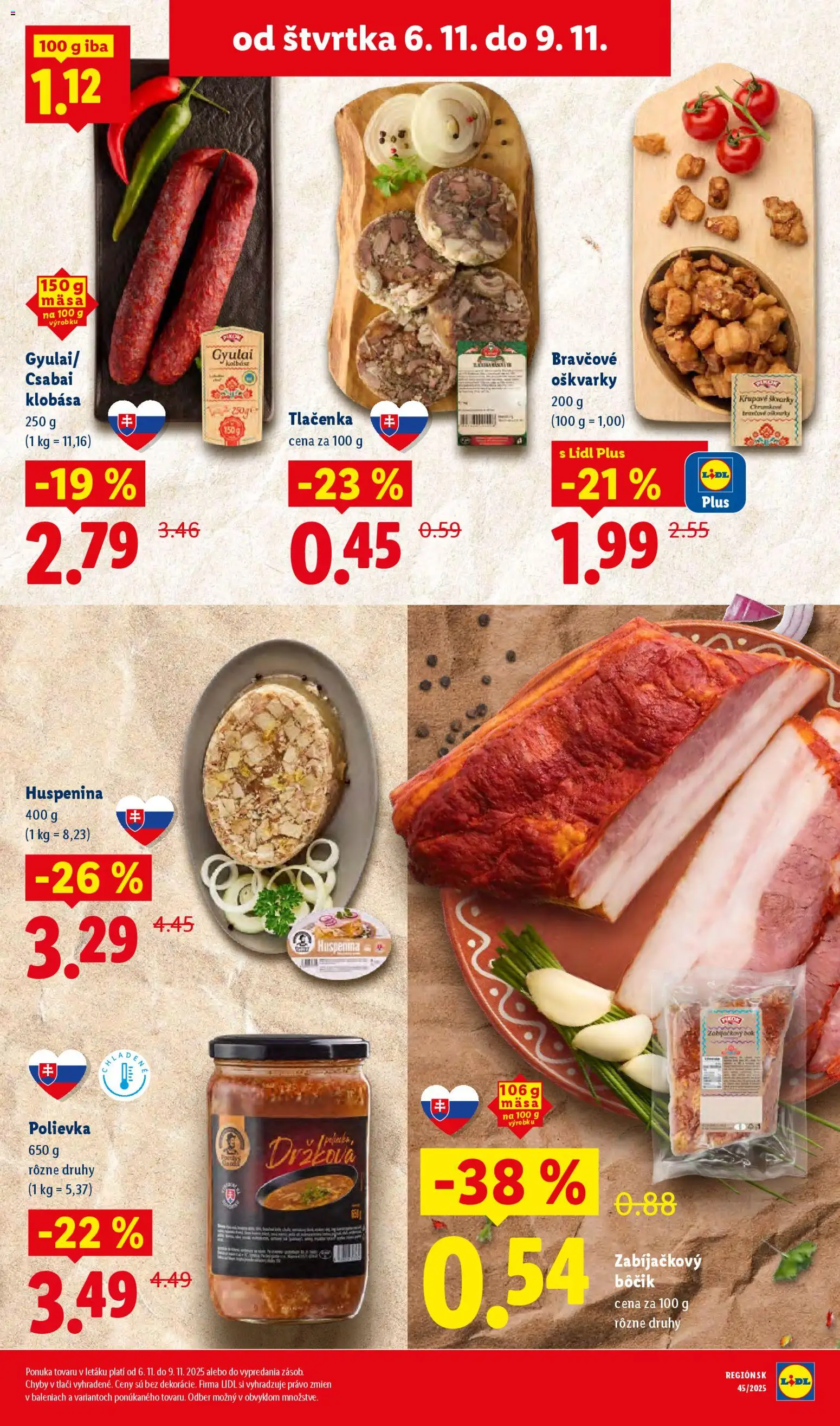 Nové Lidl akcie – leták je platný od 03.11.2025 | Strana: 67 | Produkty: Klobása